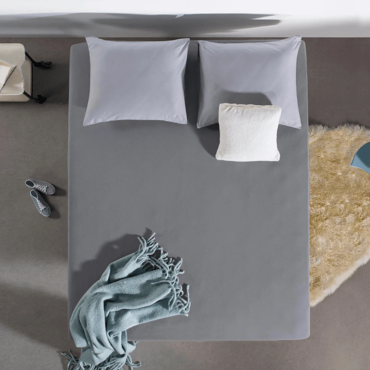 Drap-housse Jersey Topper Gris - Image 2