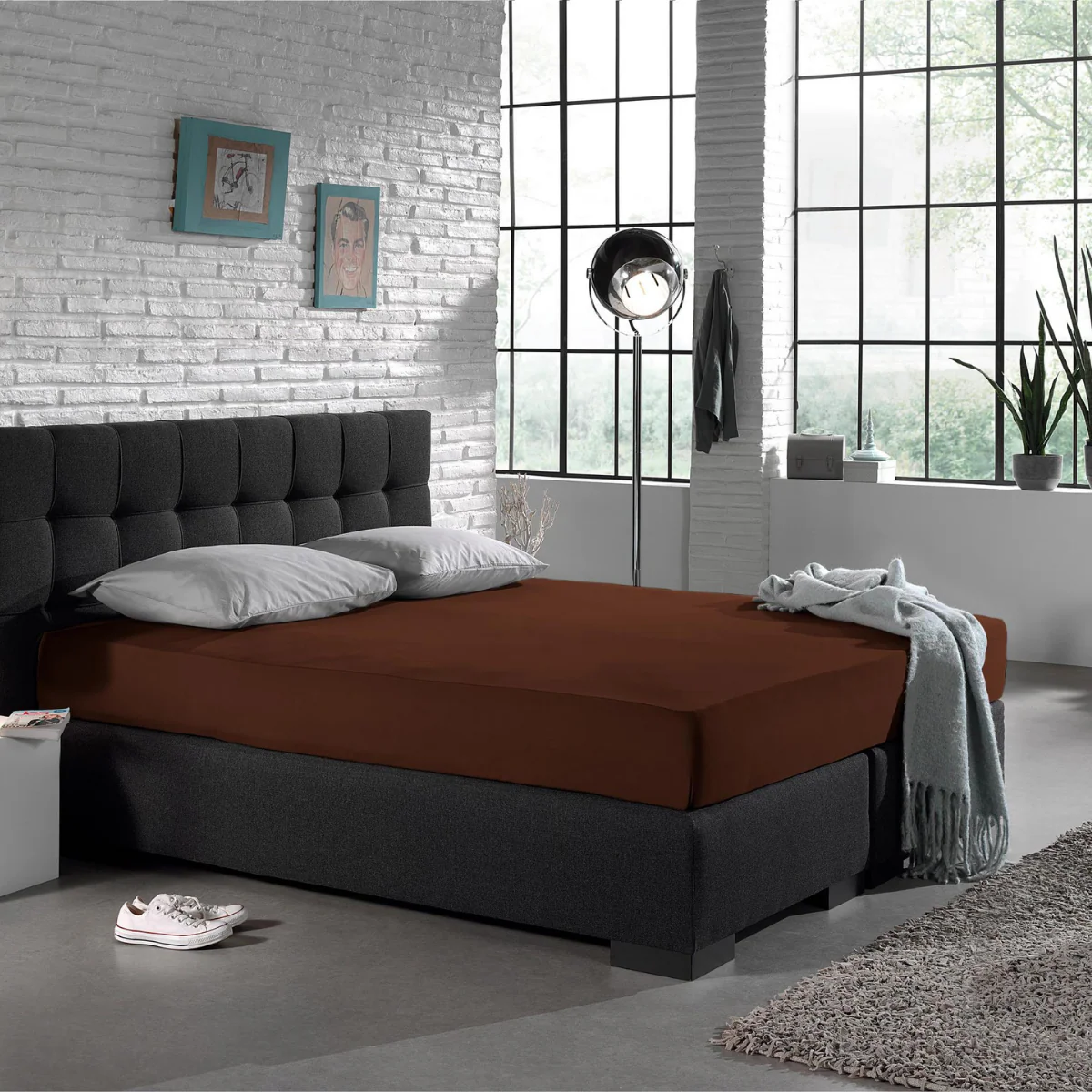 Drap-housse Simple Jersey Marron