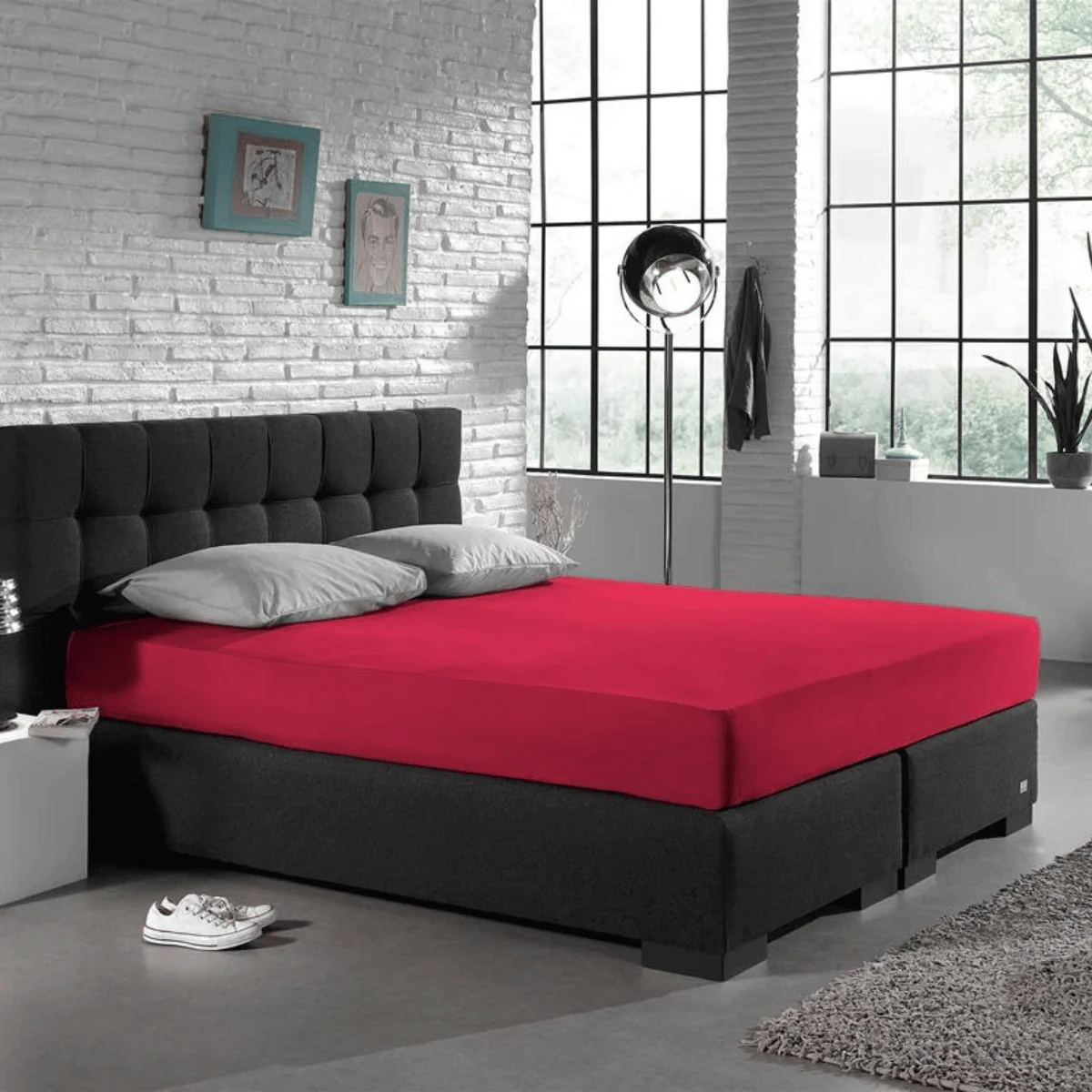 Drap-housse Simple Jersey Rose Vif