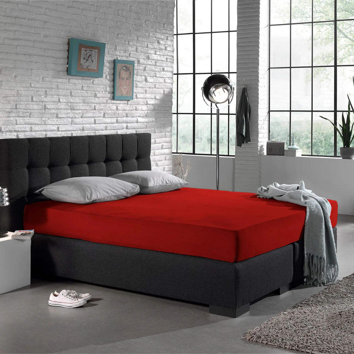 Drap-housse Simple Jersey Rouge