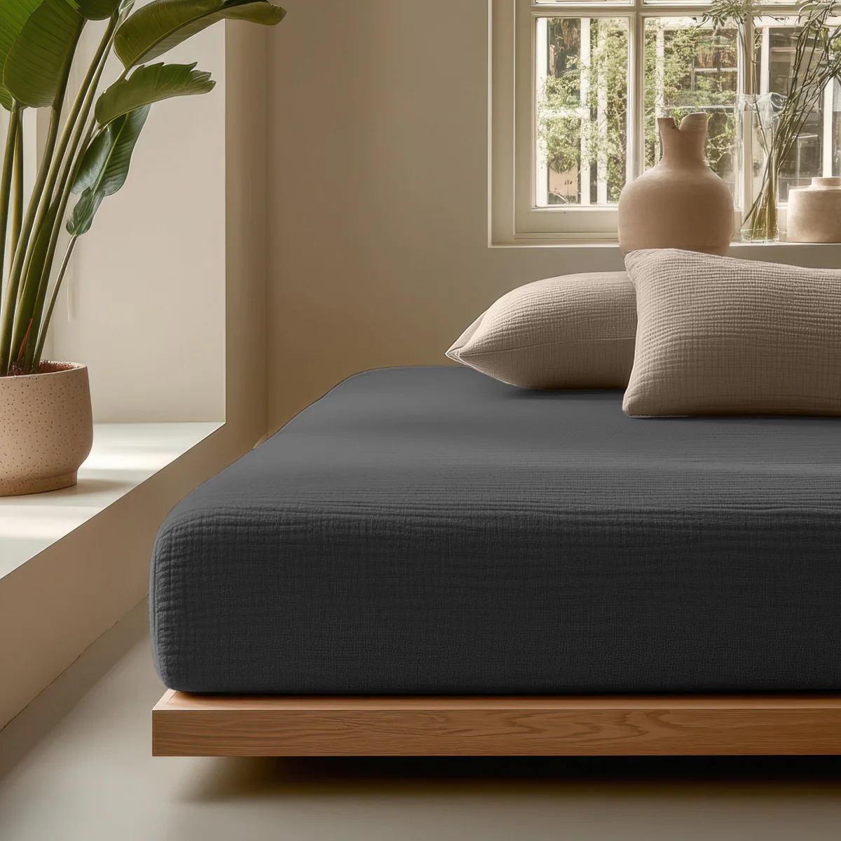 Mousseline Drap-Housse - Anthracite