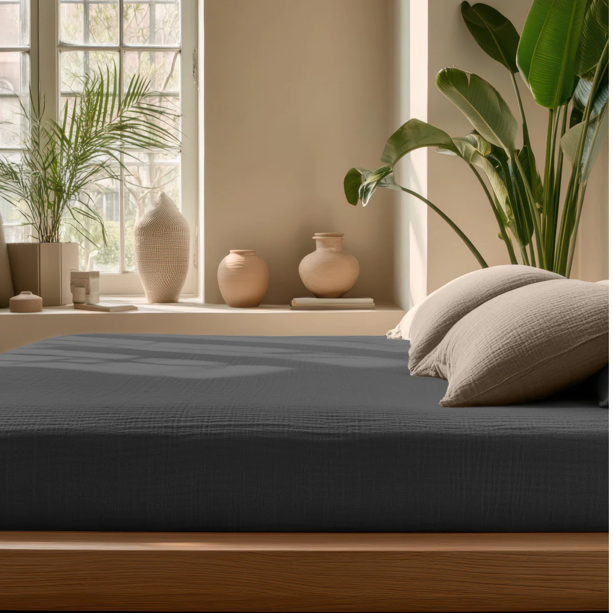 Mousseline Drap-Housse - Anthracite - Image 2