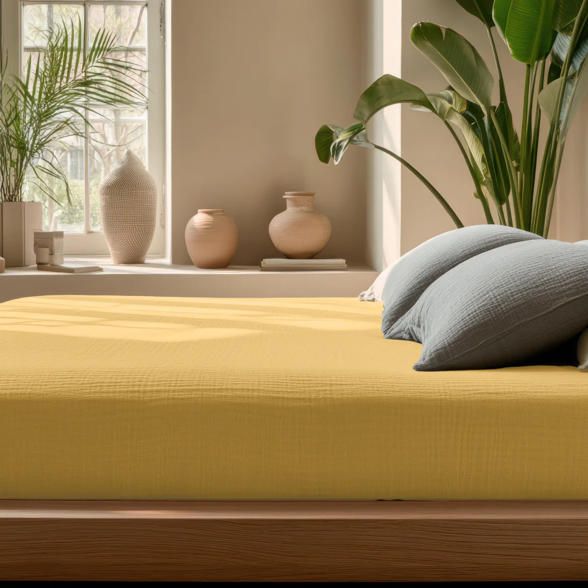 Mousseline Drap-Housse - Ocre-jaune - Image 2