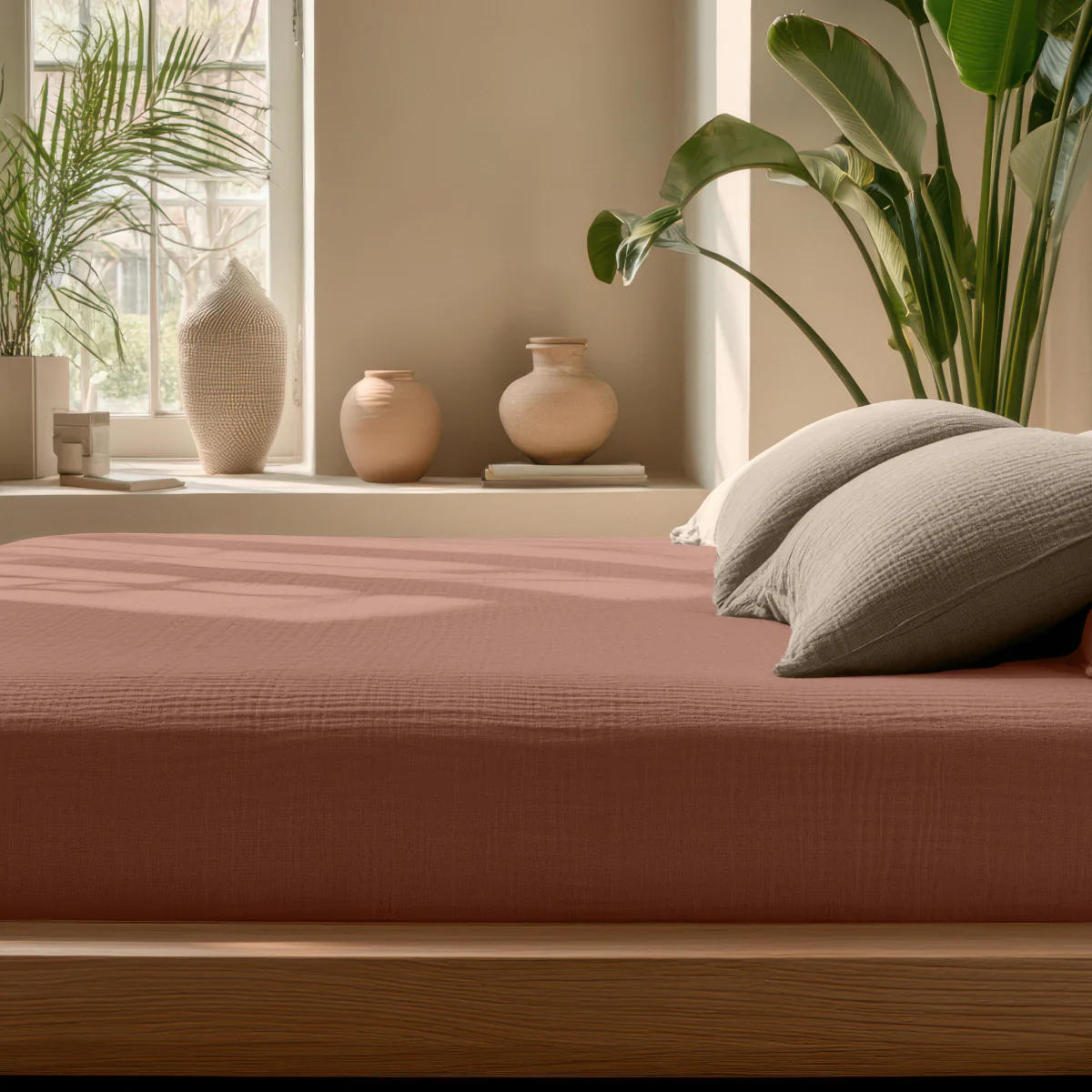 Mousseline Drap-Housse - Rose Poudré - Image 2