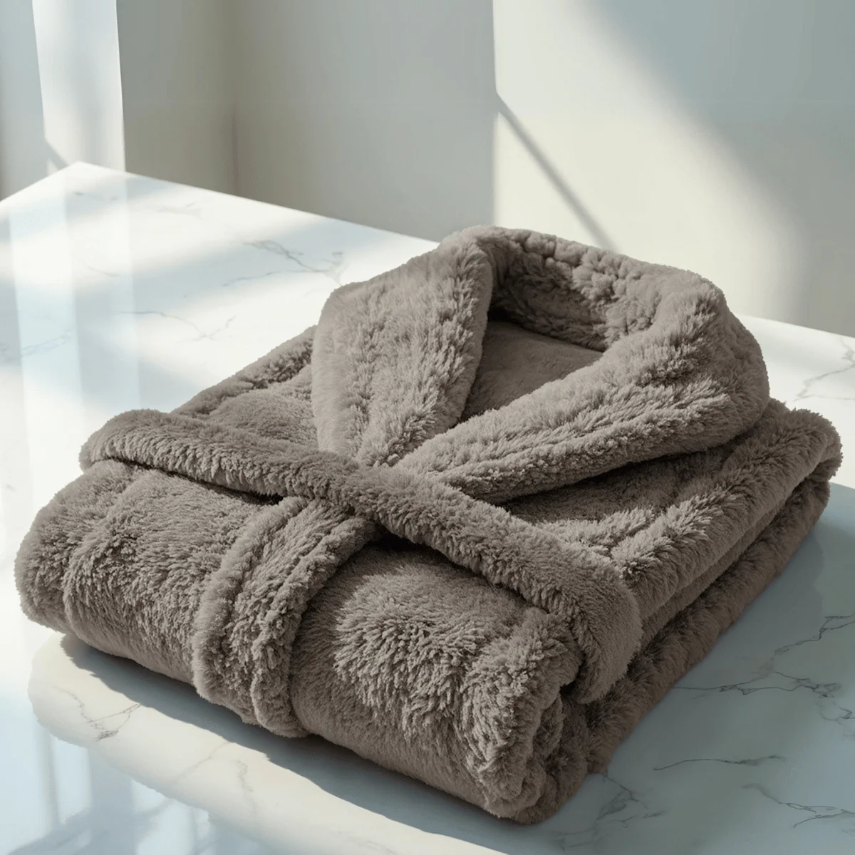 Robe de Chambre Teddy - Taupe - Image 5