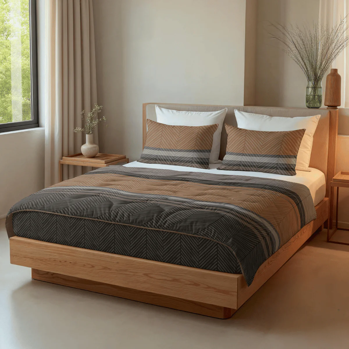 Zelesta Comfort Design Couette - Rayures Marron - Image 2