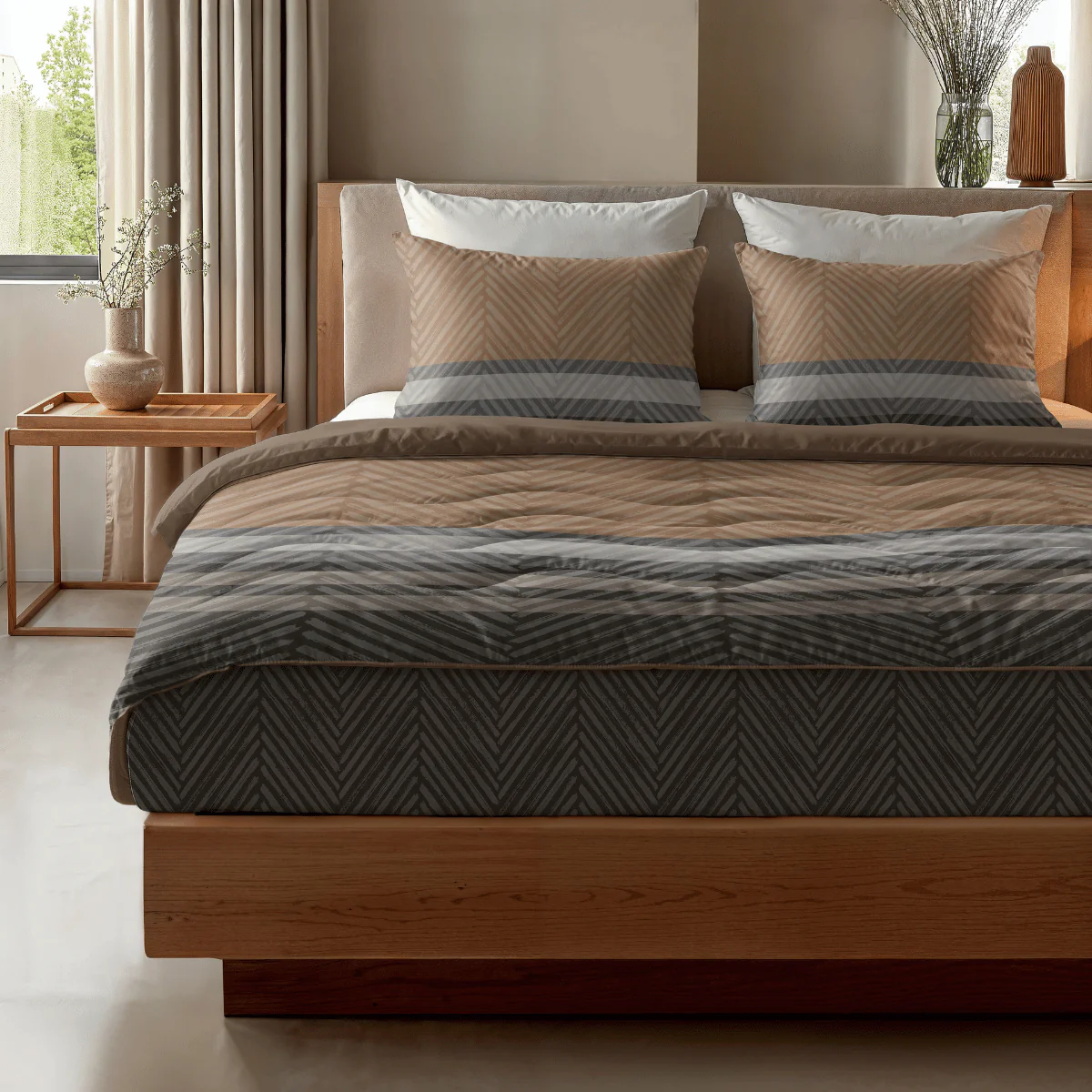 Zelesta Comfort Design Couette - Rayures Marron - Image 8
