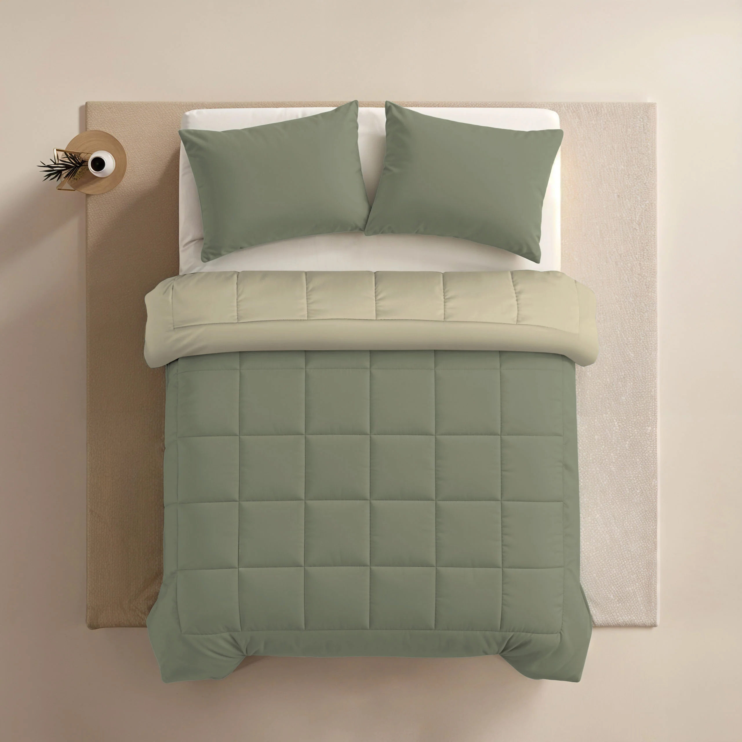 Zelesta Comfort Duo Couette - Vert Olive & Crème - Image 5