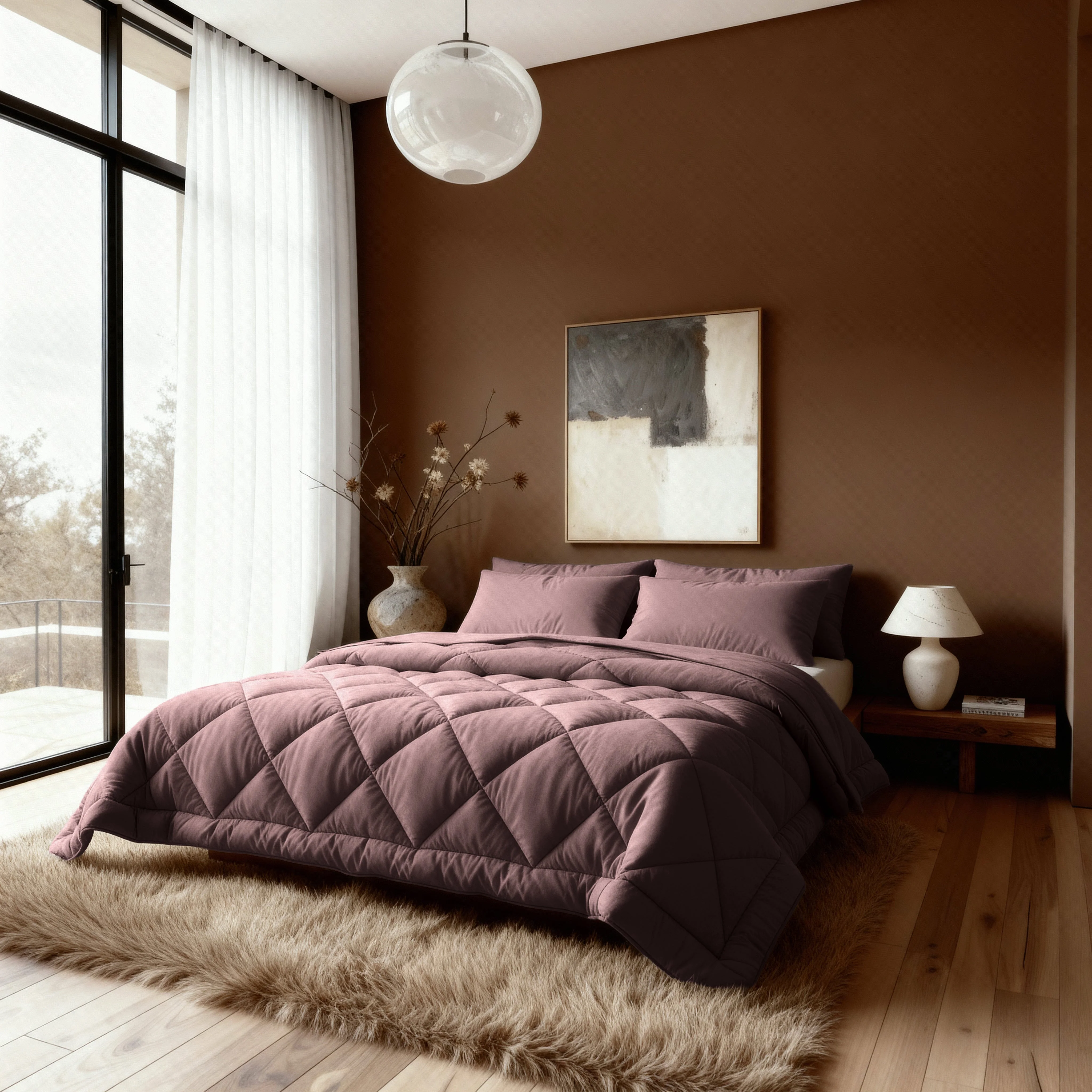 Zelesta Comfort Unie Diamant Couette - Bordeaux - Image 3