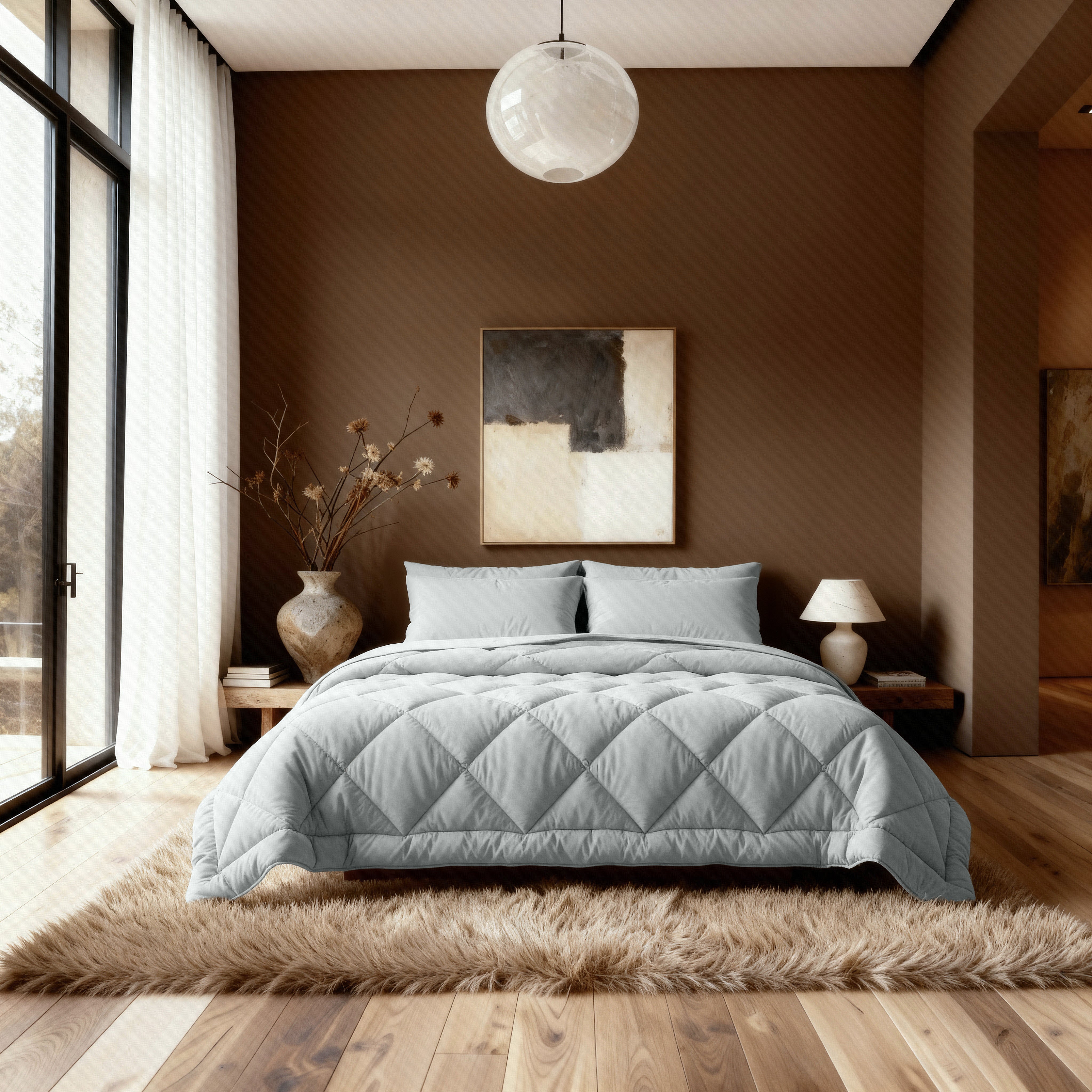 Zelesta Comfort Unie Diamant Couette - Gris-Bleu - Image 2