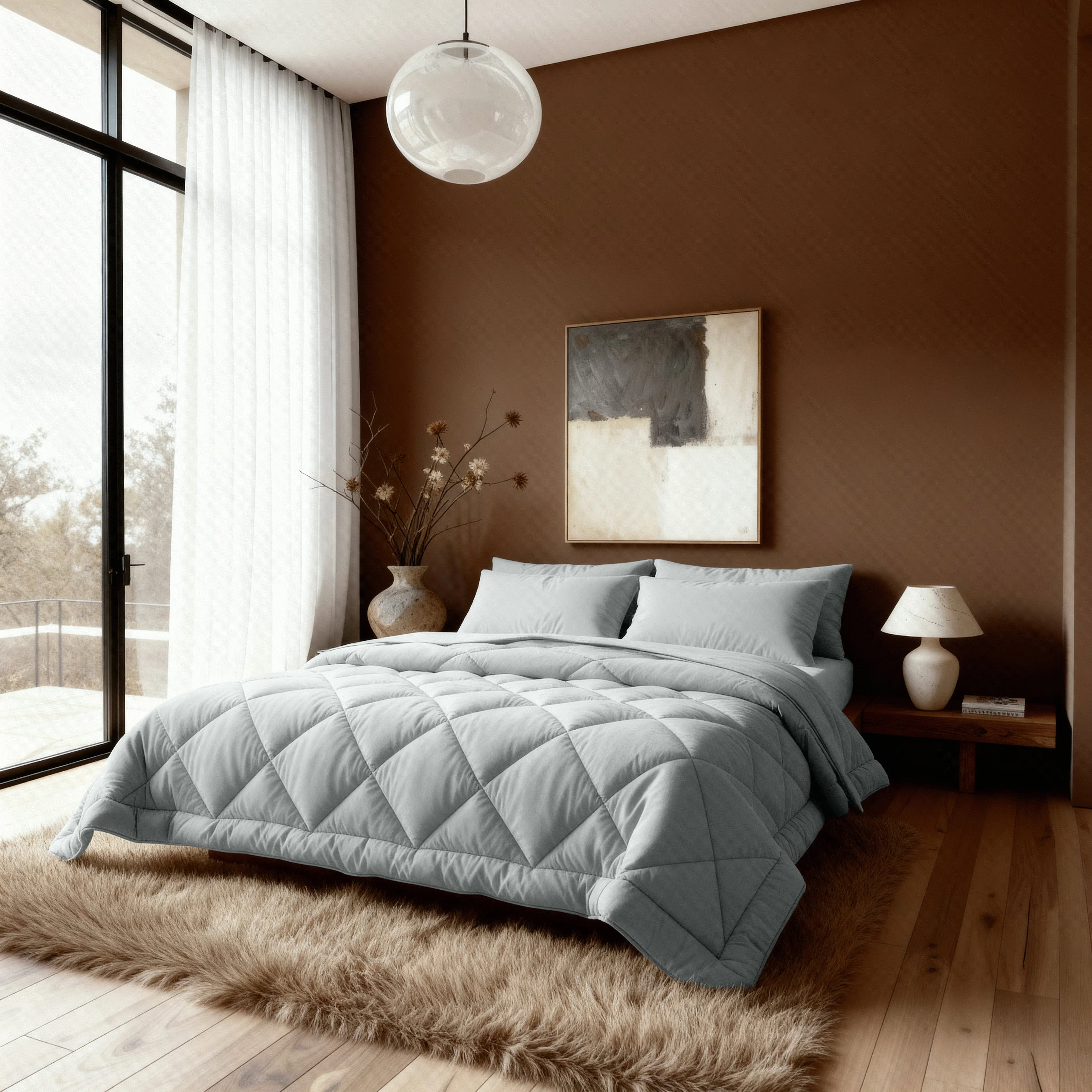 Zelesta Comfort Unie Diamant Couette - Gris-Bleu - Image 3