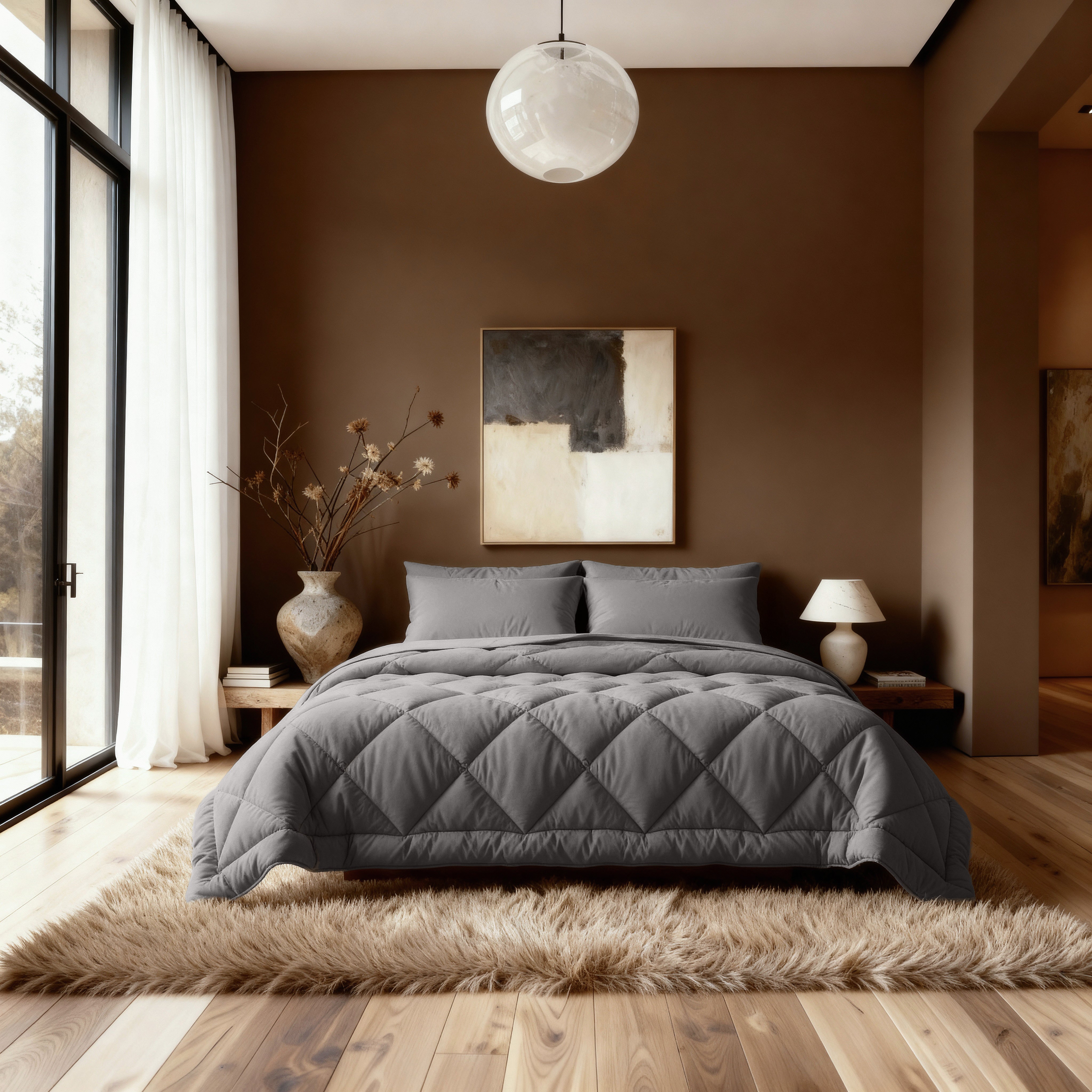 Zelesta Comfort Unie Diamant Couette - Gris-Marron - Image 2