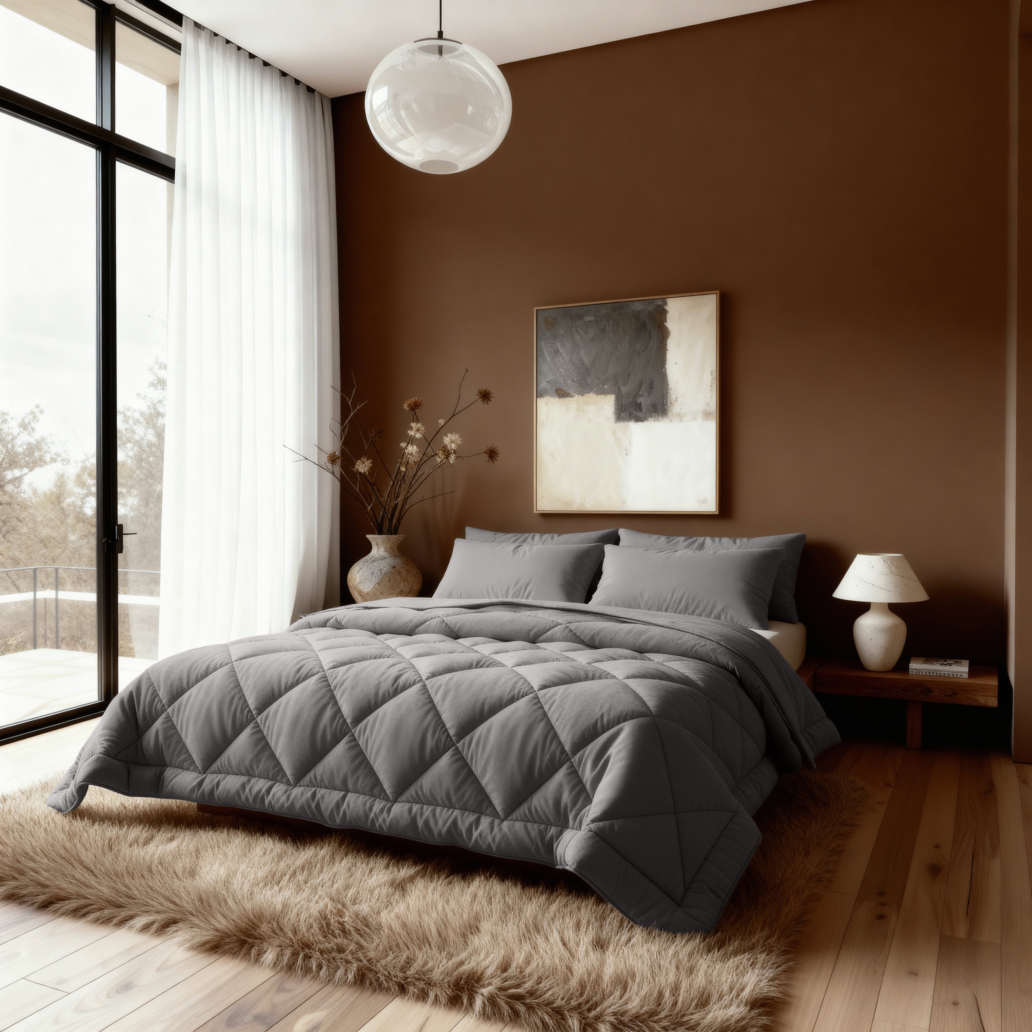 Zelesta Comfort Unie Diamant Couette - Gris-Marron - Image 3