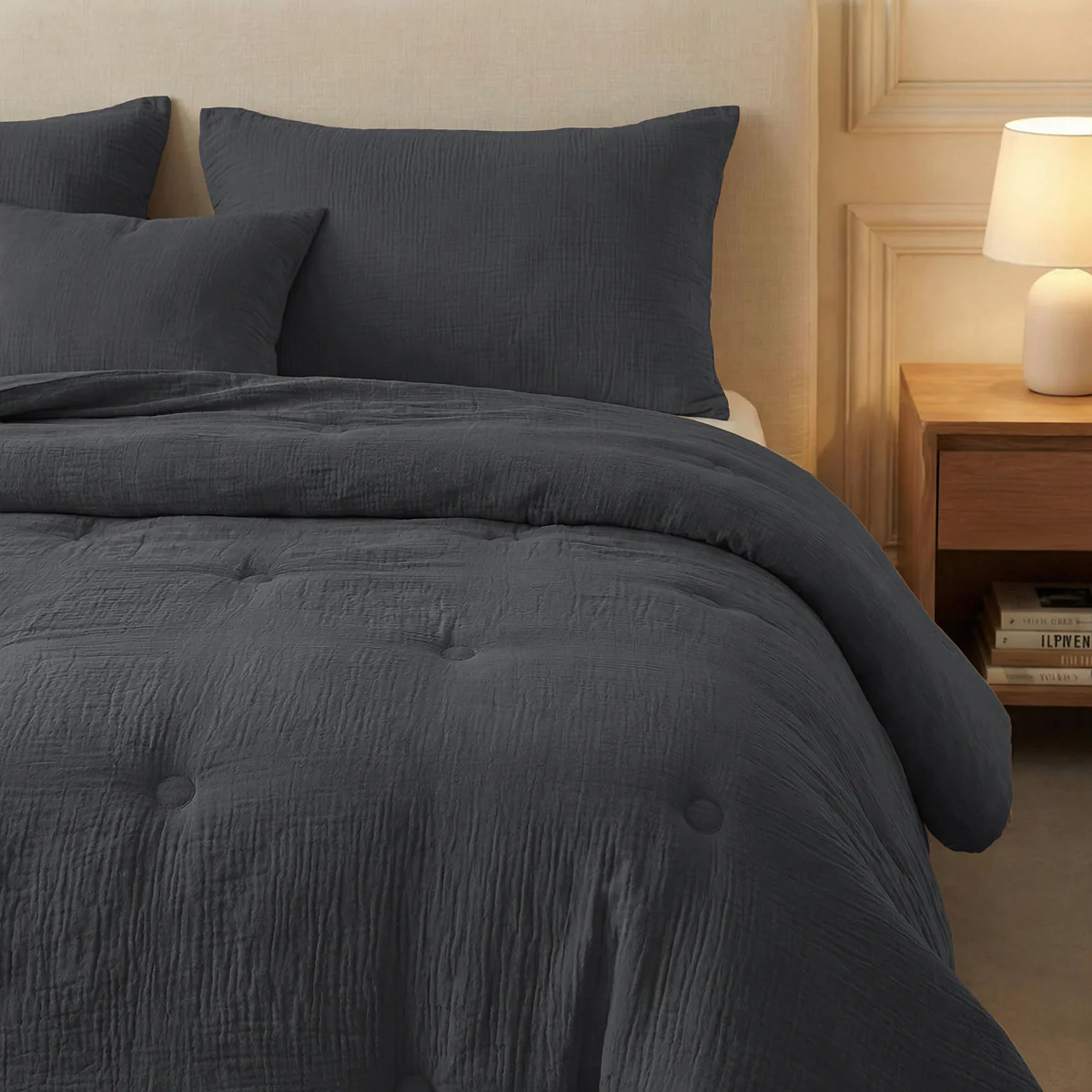 Zelesta Deluxe Couette Mousseline de Coton - Anthracite - Image 4