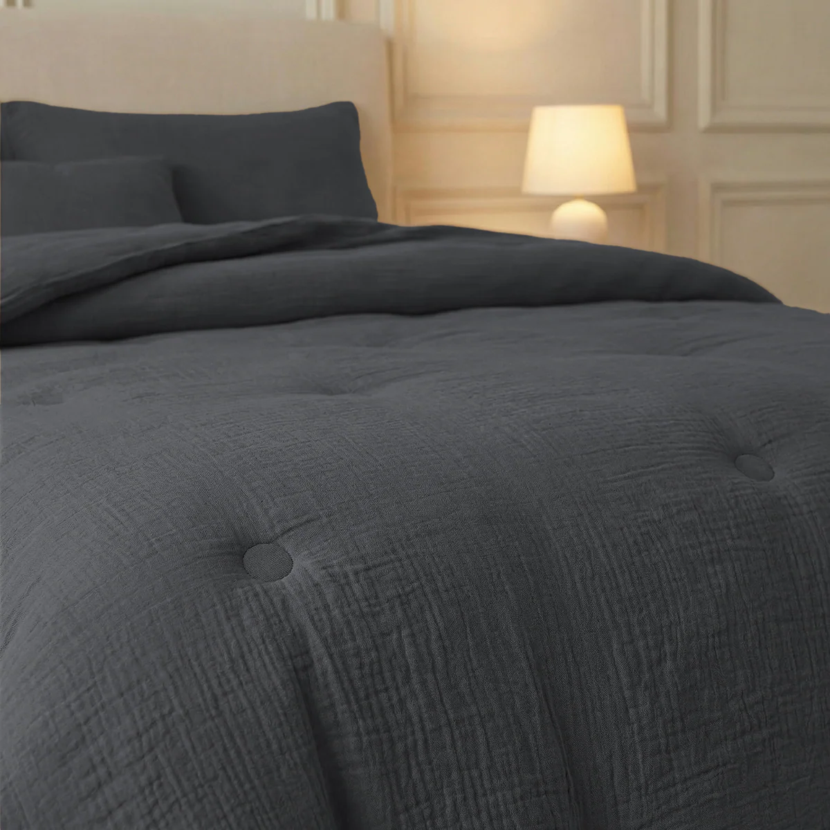 Zelesta Deluxe Couette Mousseline de Coton - Anthracite - Image 5