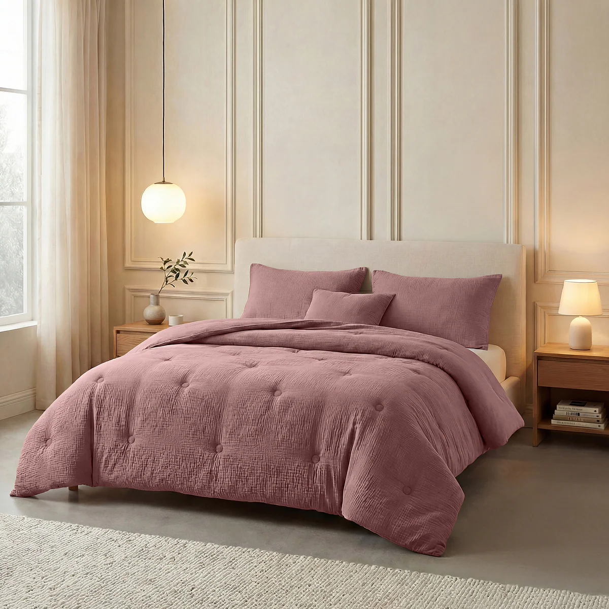 Zelesta Deluxe Couette Mousseline de Coton - Vieux Rose - Image 3