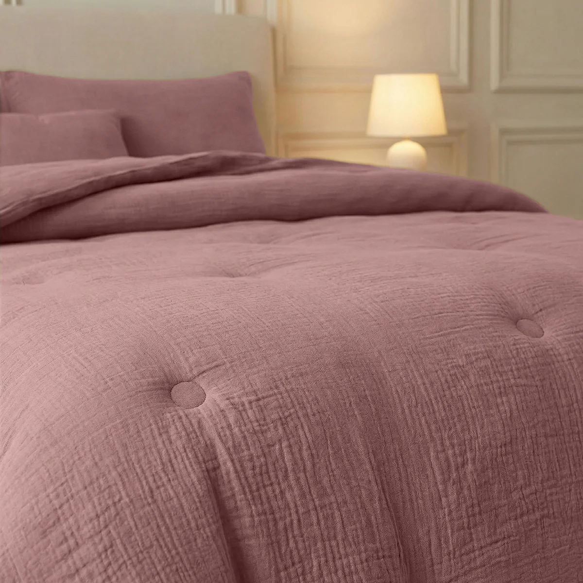 Zelesta Deluxe Couette Mousseline de Coton - Vieux Rose - Image 4