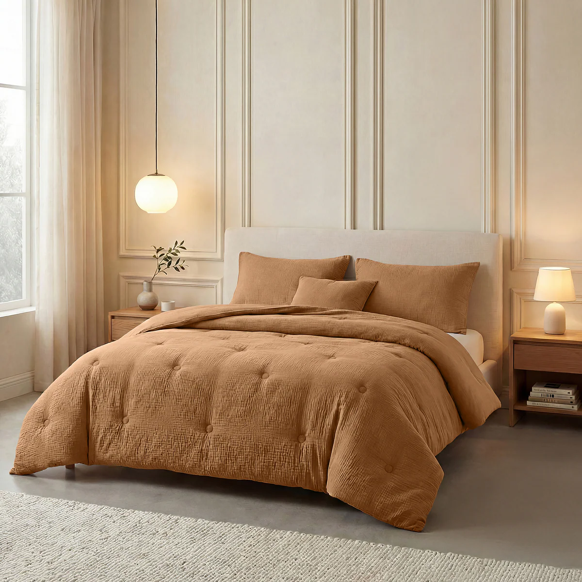 Zelesta Deluxe Couette Mousseline de Coton - Terracotta - Image 3