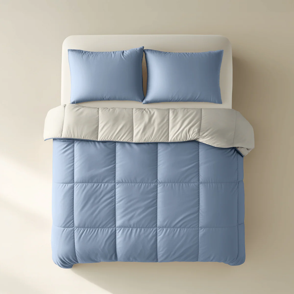 Zelesta Deluxe Duo Couette Coton Percale - Bleu Rêve & Crème - Image 3