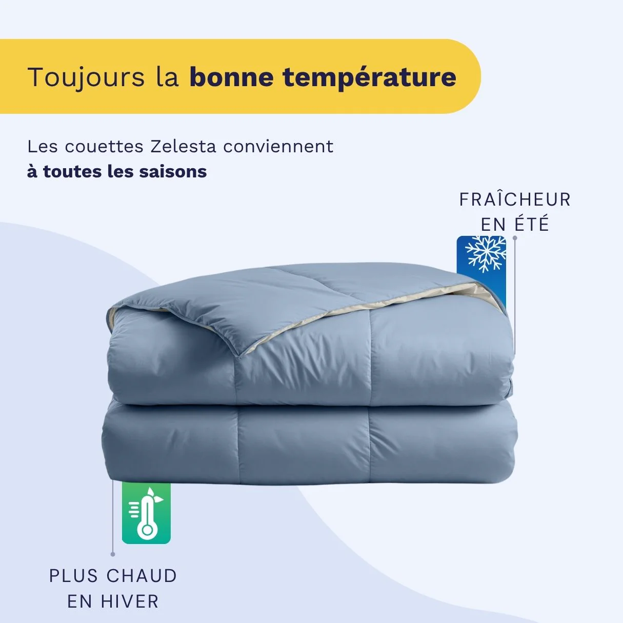 Zelesta Deluxe Duo Couette Été Coton Percale - Bleu Rêve & Crème - Image 5
