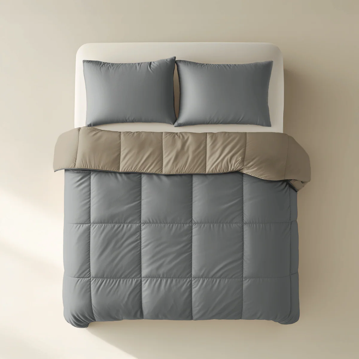 Zelesta Deluxe Duo Couette Coton Percale - Taupe & Anthracite - Image 3