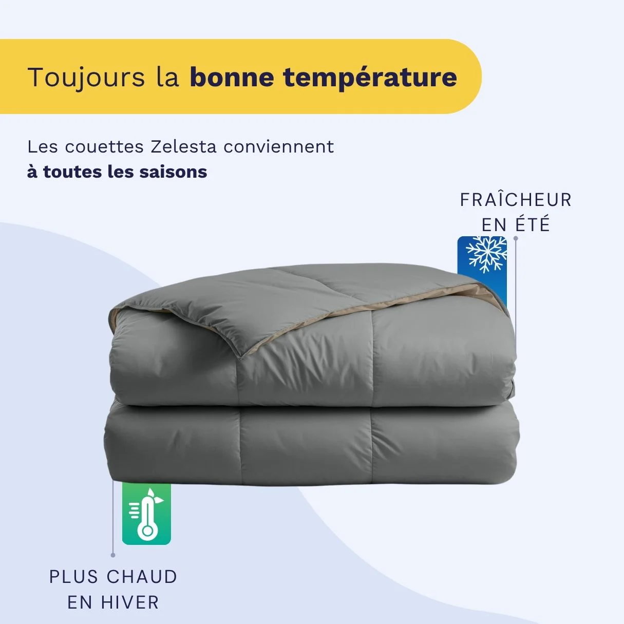 Zelesta Deluxe Duo Couette Été Coton Percale - Taupe & Anthracite - Image 4