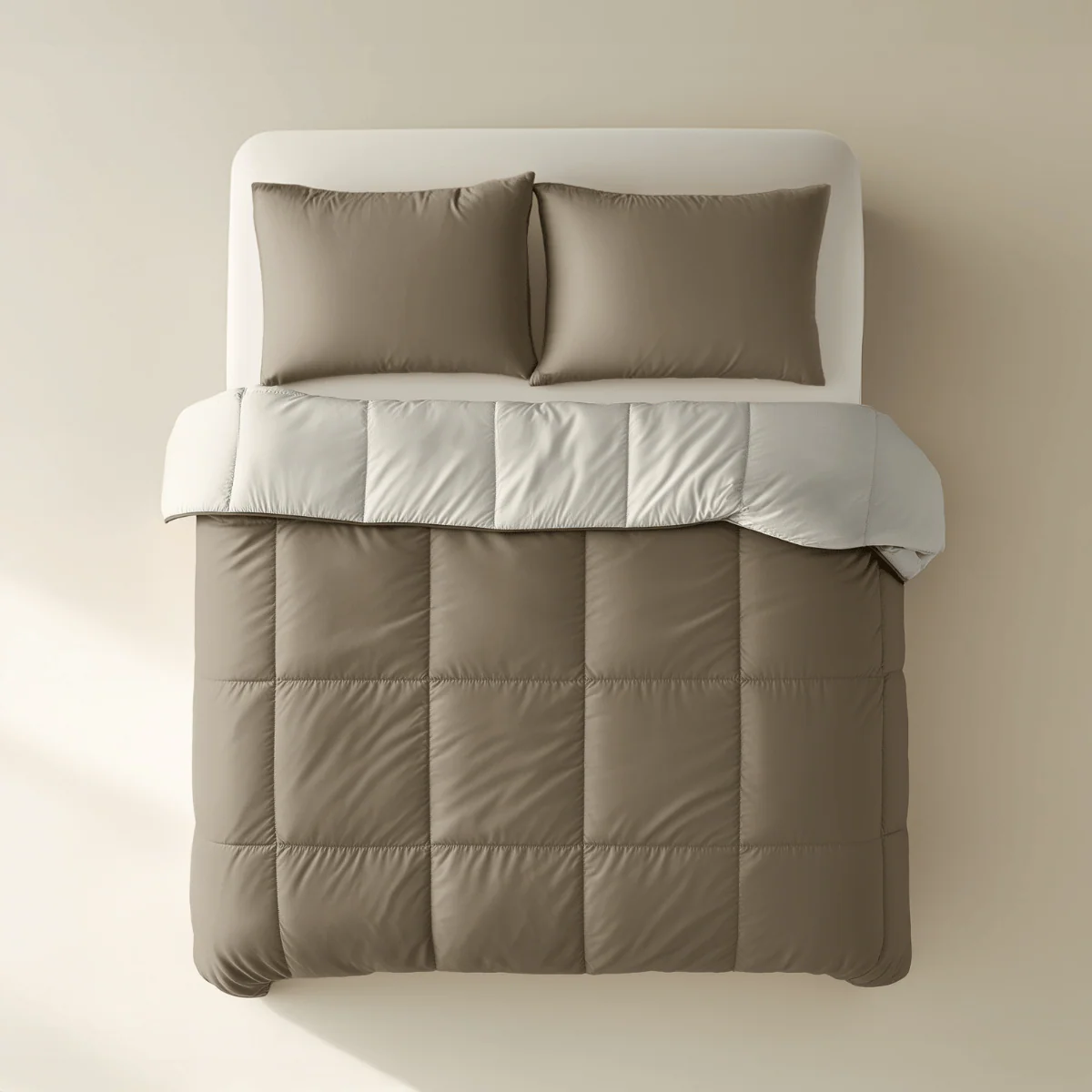 Zelesta Deluxe Duo Couette Coton Percale - Taupe & Crème - Image 3