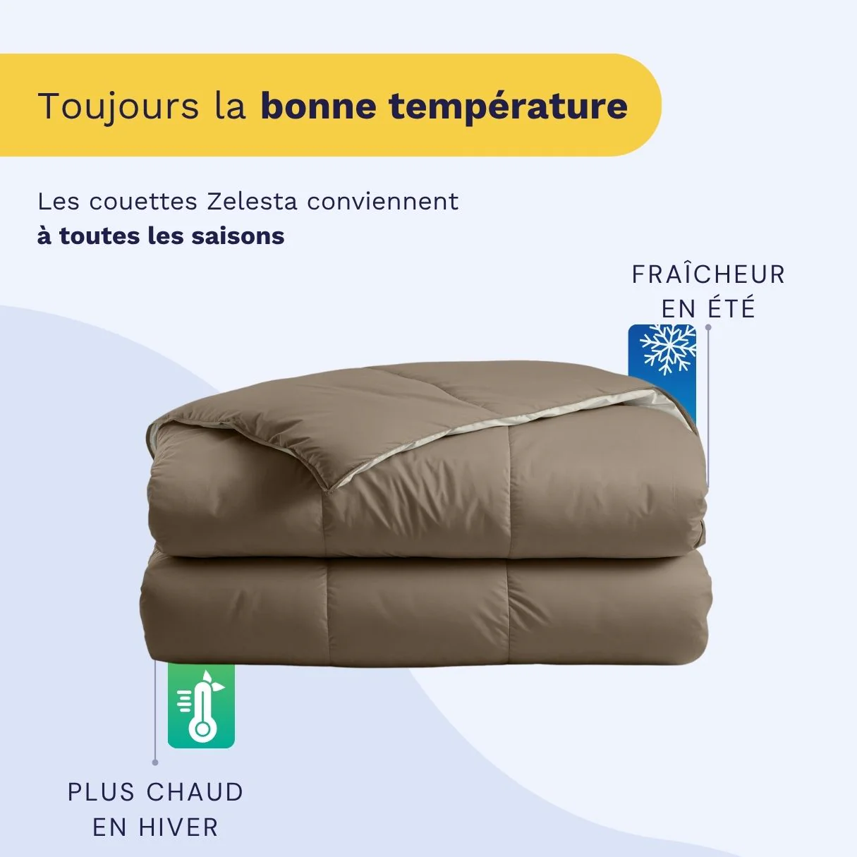 Zelesta Deluxe Duo Couette Été Coton Percale - Taupe & Crème - Image 4