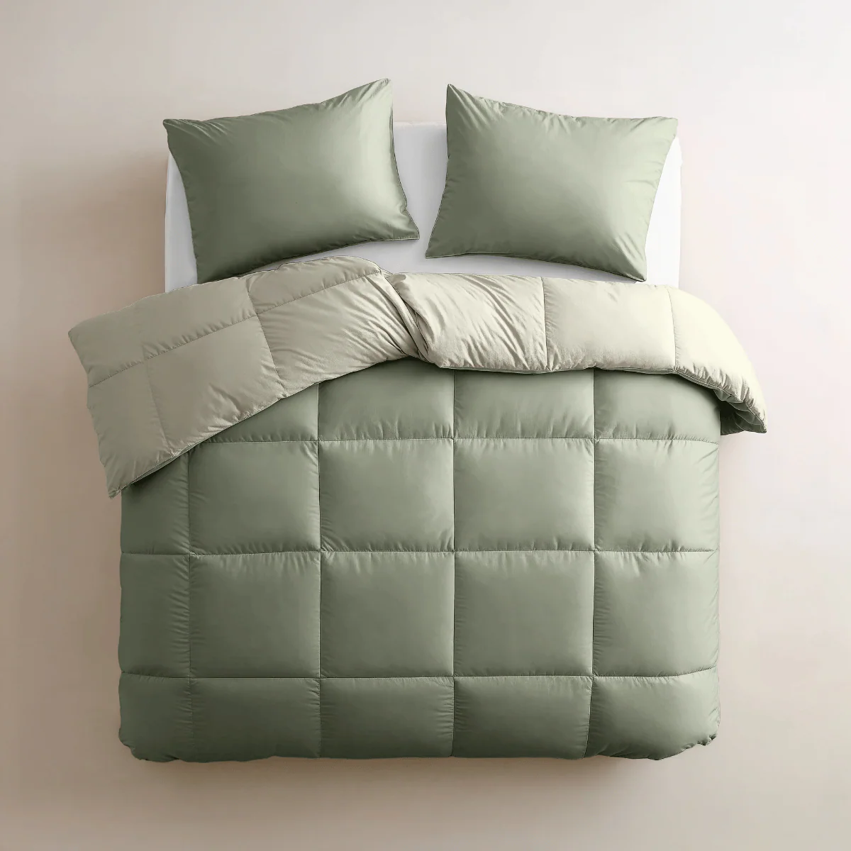 Zelesta Deluxe Duo Couette Coton Percale - Olive & Menthe - Image 3