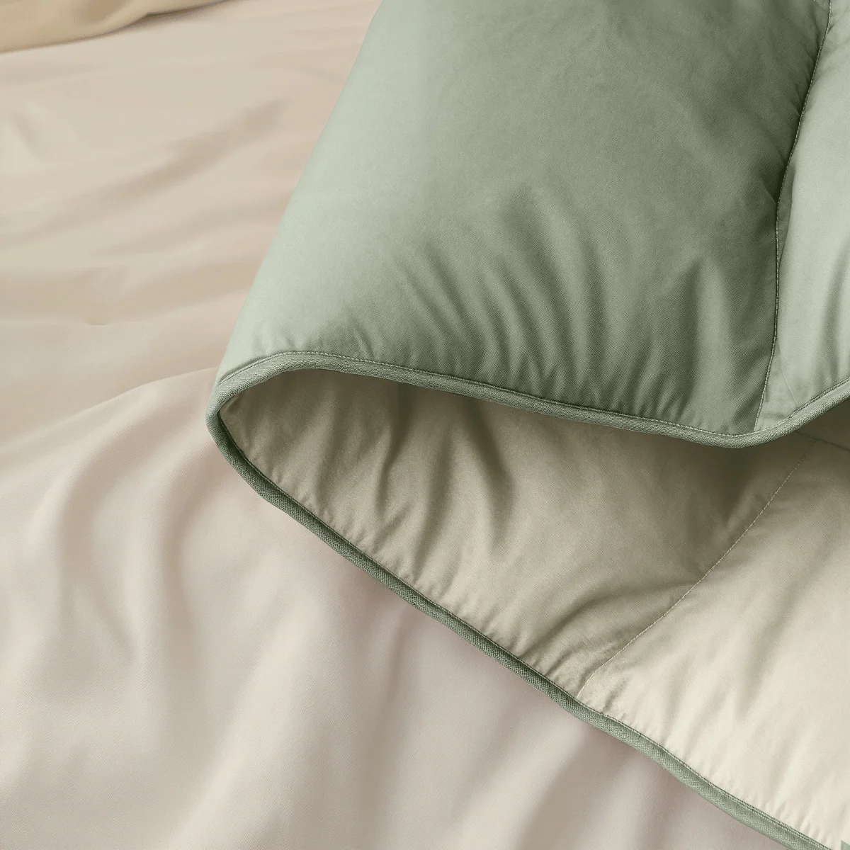Zelesta Deluxe Duo Couette Coton Percale - Olive & Menthe - Image 6