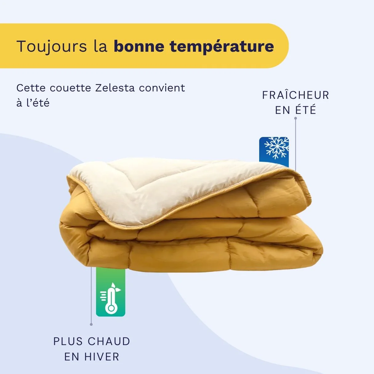 Zelesta Everyday Duo Couette Été - Jaune Ocre & Lin - Image 3