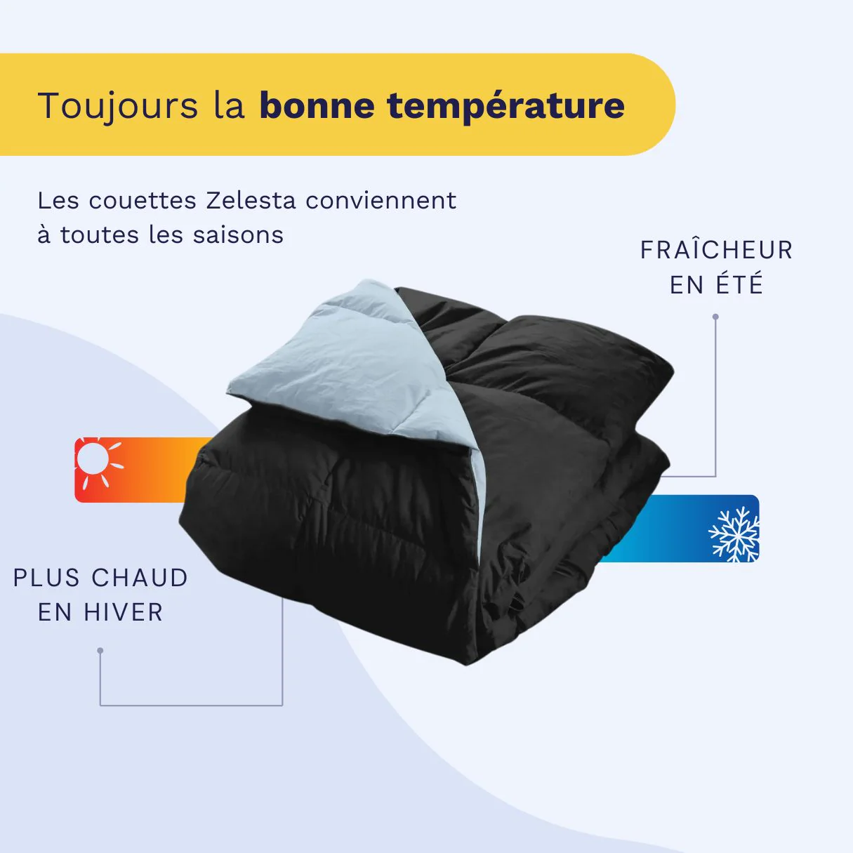Zelesta Percale Cottonbed Coton - Bleu Ciel & Noir - Image 5