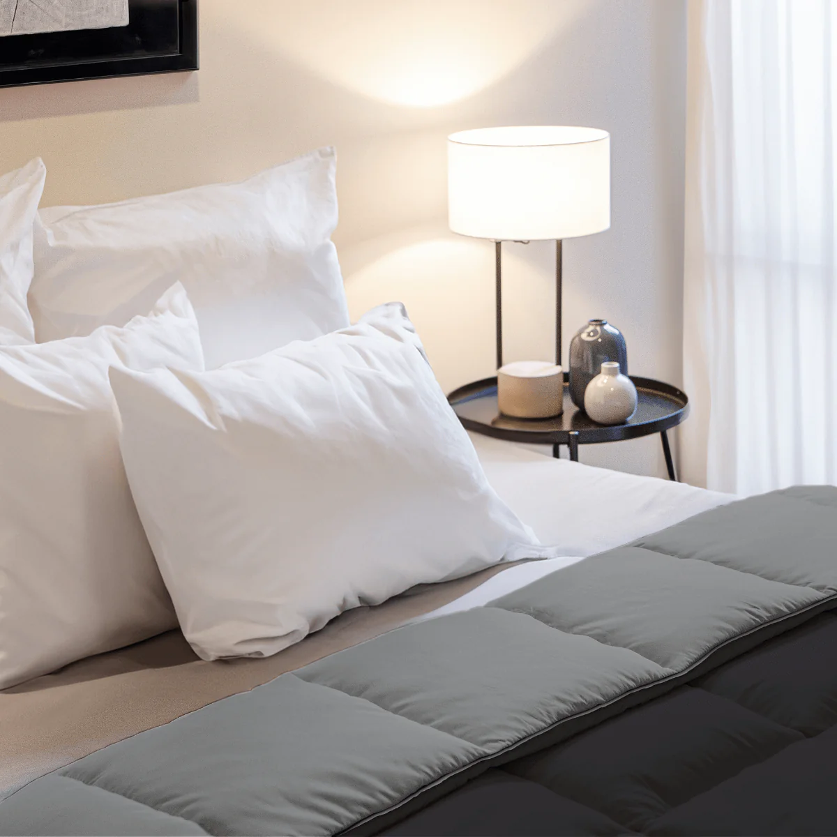 Zelesta Percale Cottonbed Coton - Noir & Anthracite - Image 3