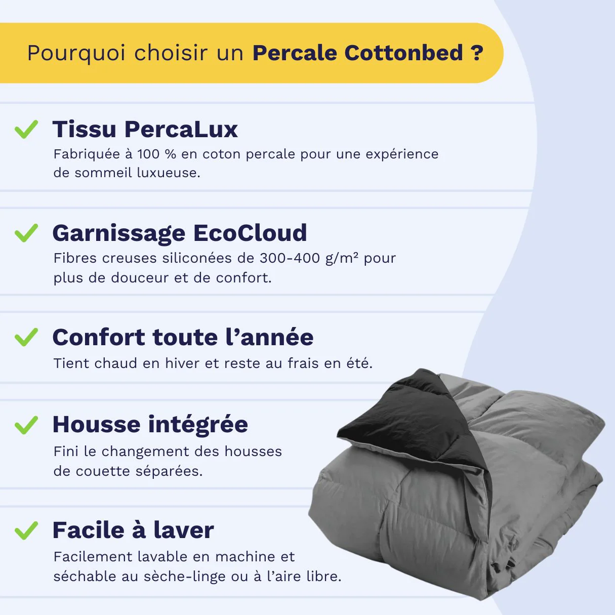 Zelesta Percale Cottonbed Coton - Noir & Anthracite - Image 5