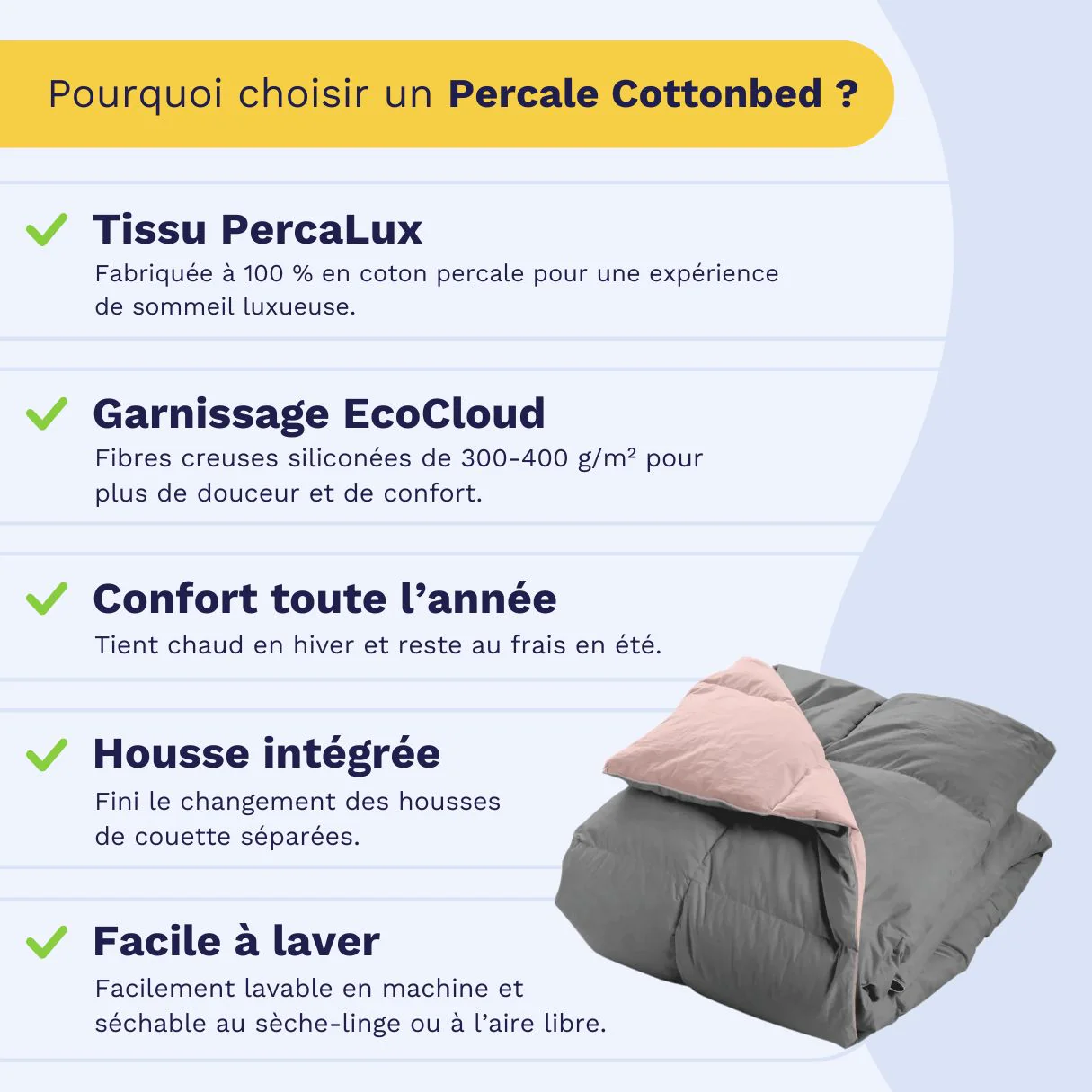 Zelesta Percale Cottonbed Coton - Rose & Gris - Image 4