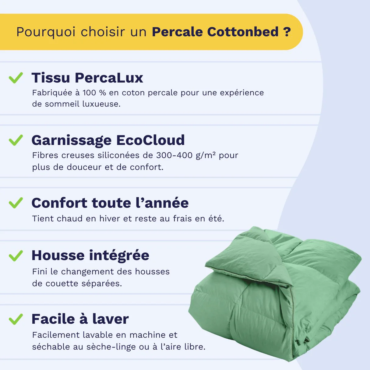 Zelesta Percale Cottonbed Coton - Vert Pastel - Image 4