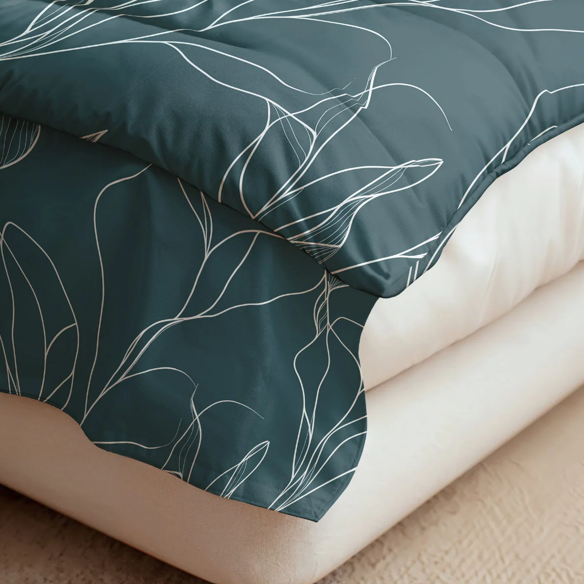 Zelesta Pure Design Couette Coton - Feuilles Blanches - Image 8