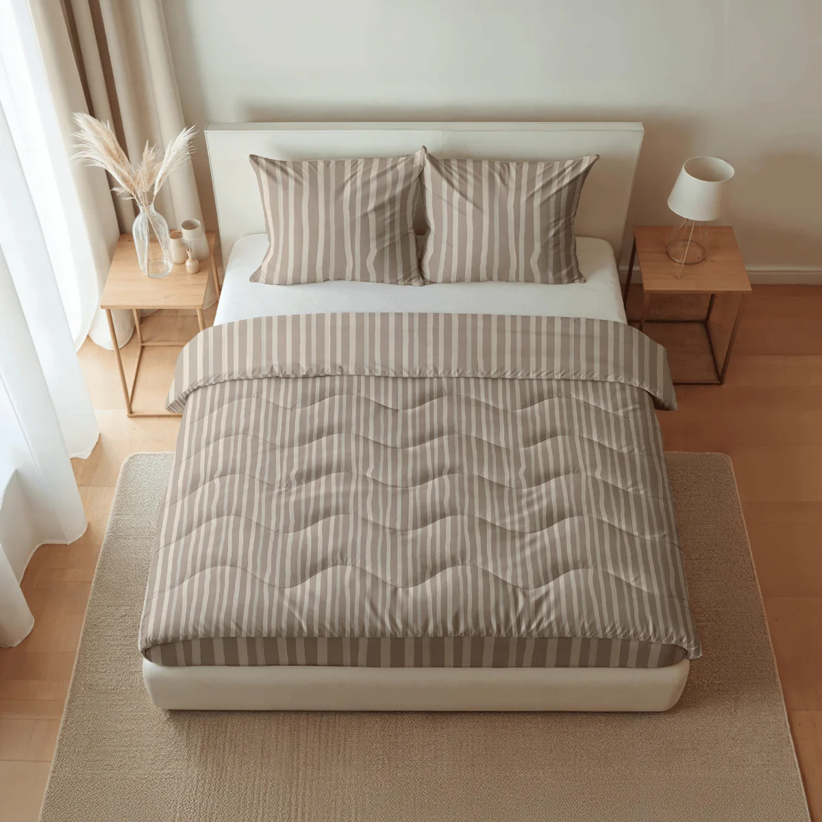 Zelesta Pure Design Couette Coton - Rayures Marrons - Image 3