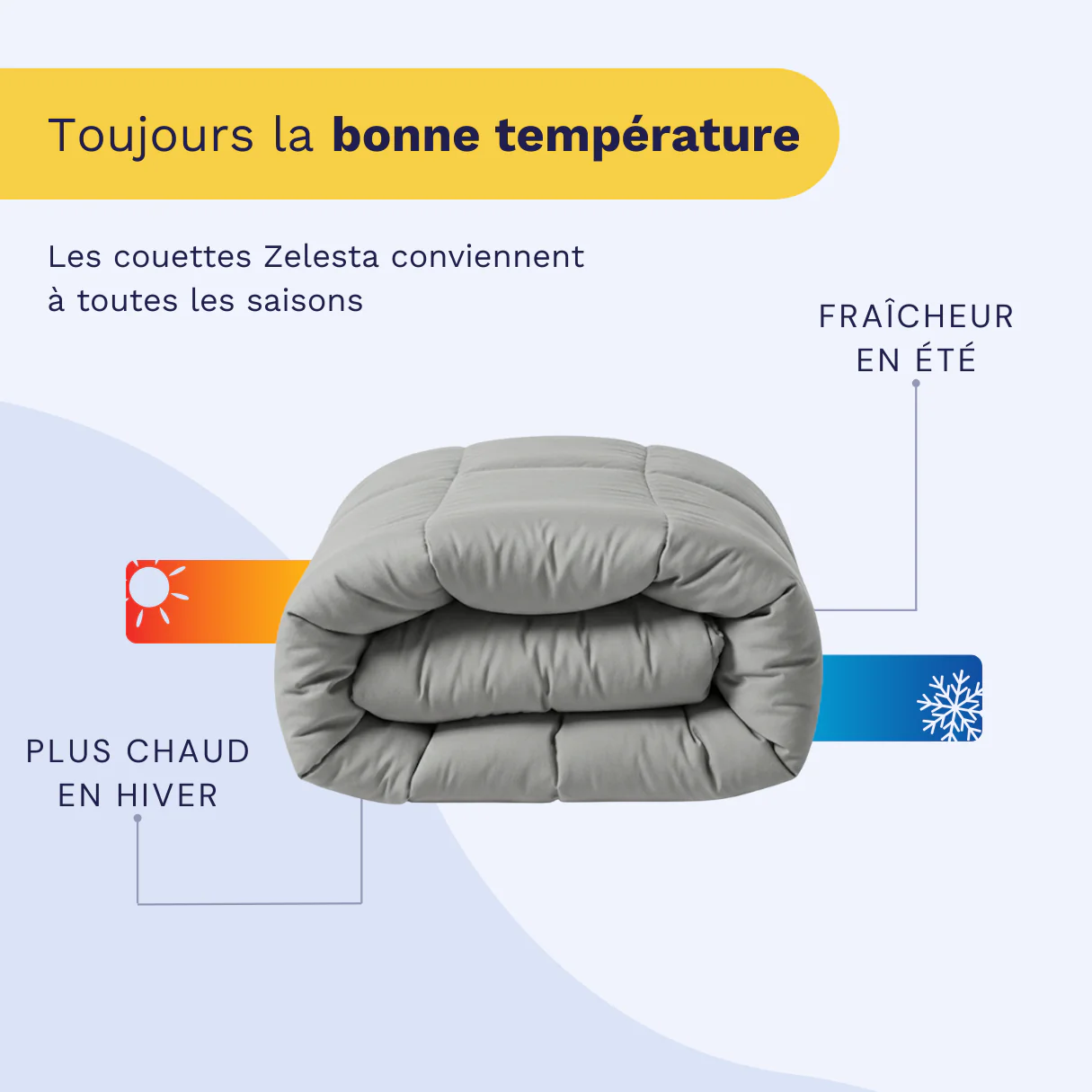 Zelesta Pure Unie Couette Coton - Gris Matinal - Image 3