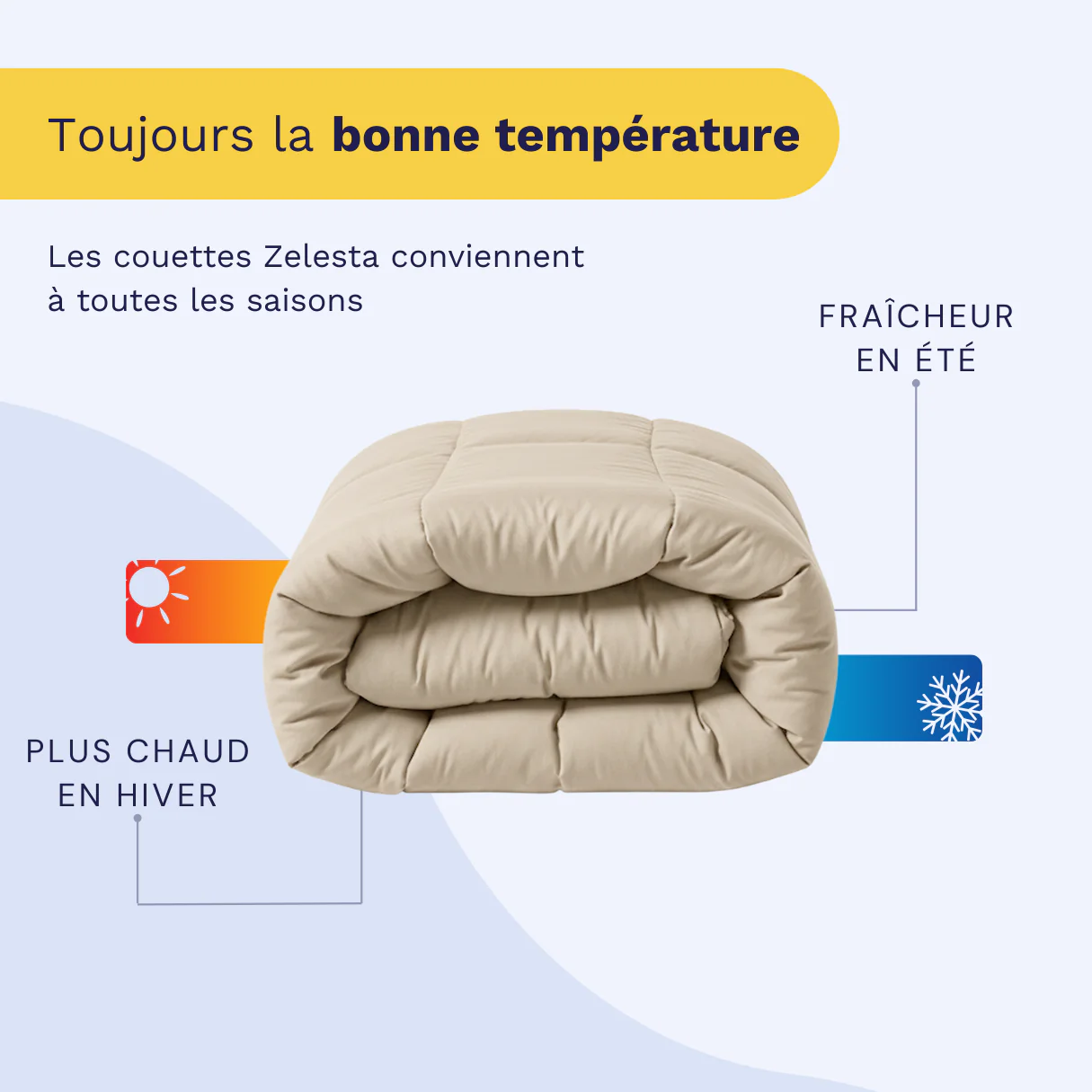Zelesta Pure Unie Couette Coton - Sable Désert - Image 3