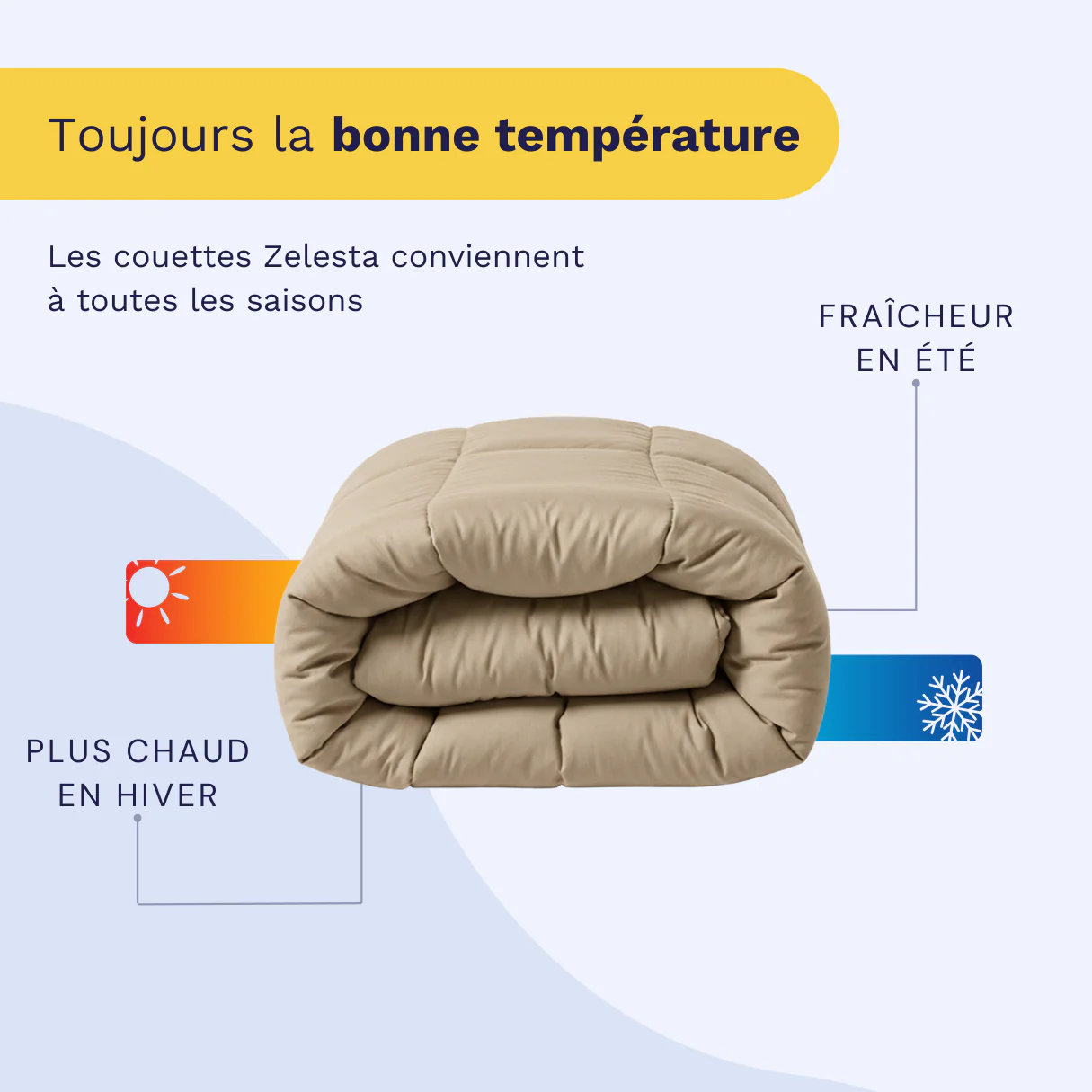 Zelesta Pure Unie Couette Coton - Taupe Poudré - Image 3