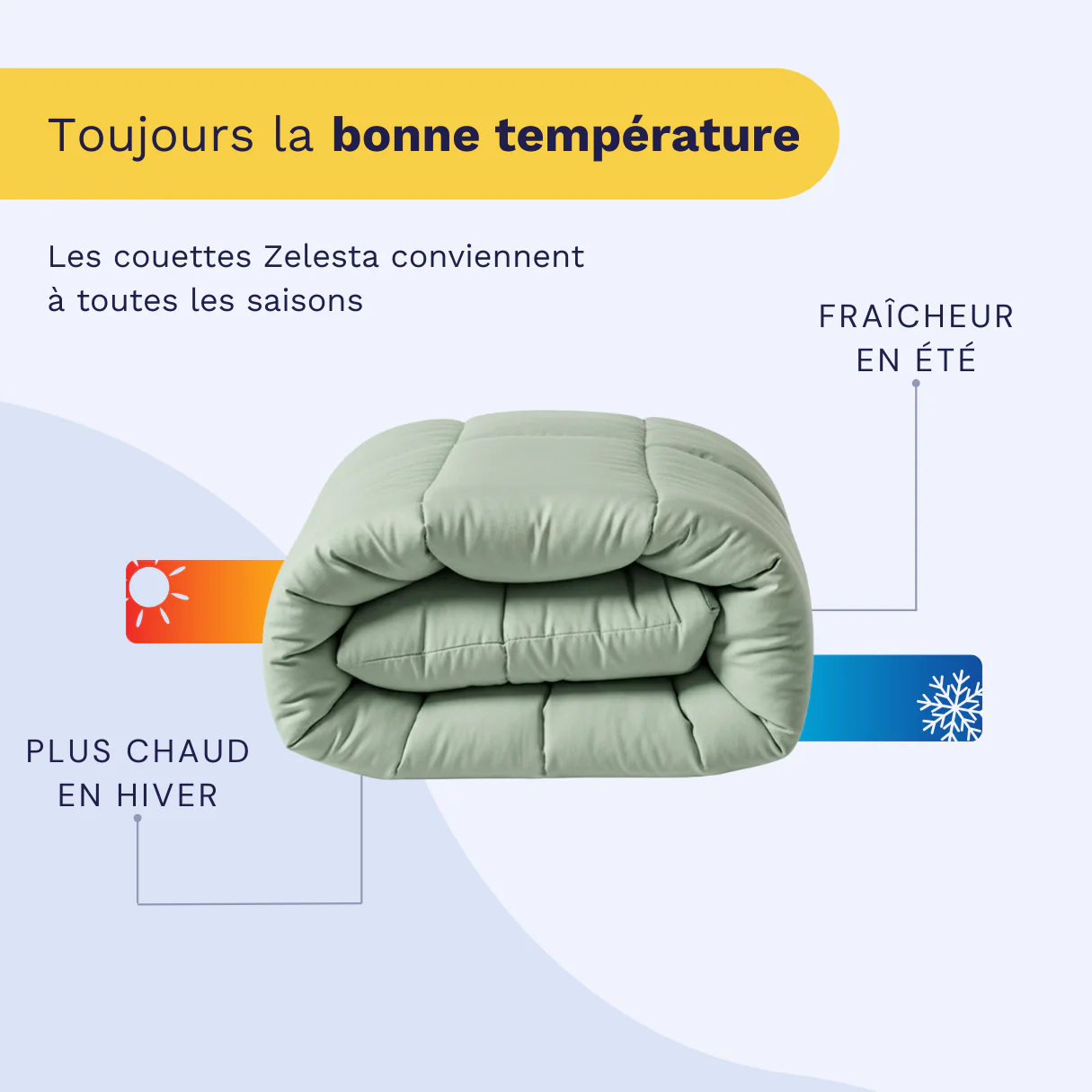 Zelesta Pure Unie Couette Coton - Vert Naturel - Image 3