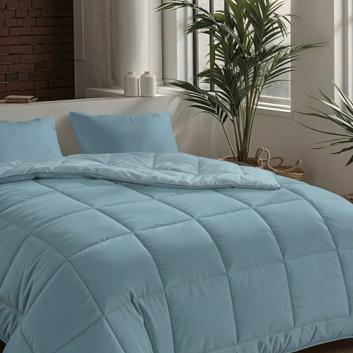 Zelesta Pure Unie Couette Coton - Bleu Serein - Image 2