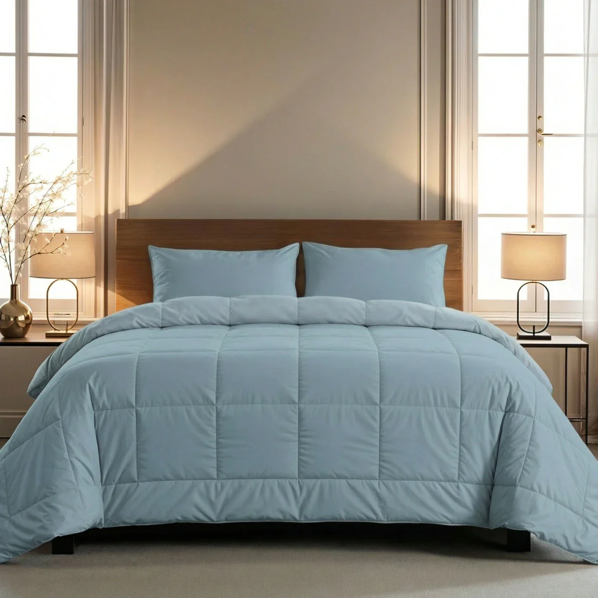 Zelesta Pure Unie Couette Coton - Bleu Serein - Image 3