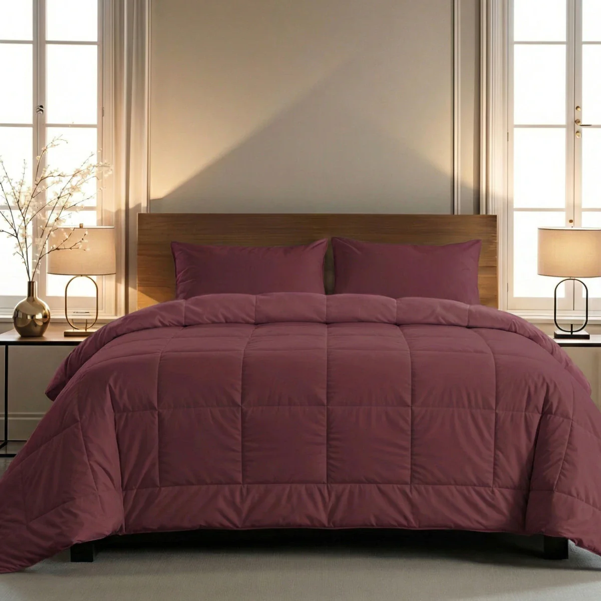Zelesta Pure Unie Taies d'Oreiller Coton - Set de 2 - Rouge Bordeaux - Image 3
