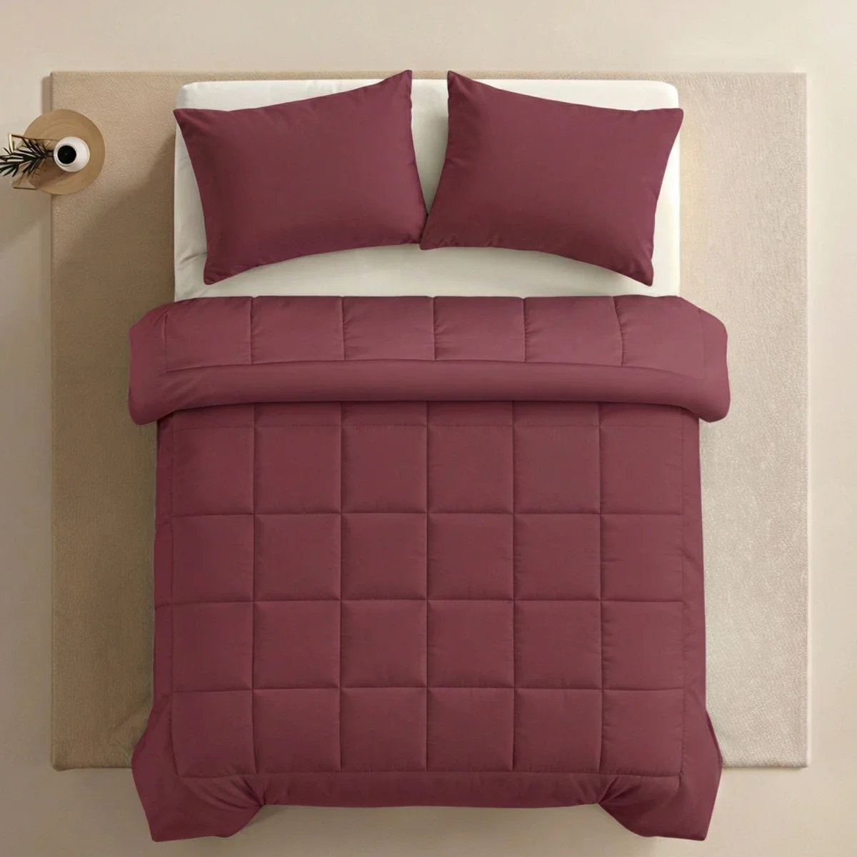 Zelesta Pure Unie Taies d'Oreiller Coton - Set de 2 - Rouge Bordeaux - Image 4