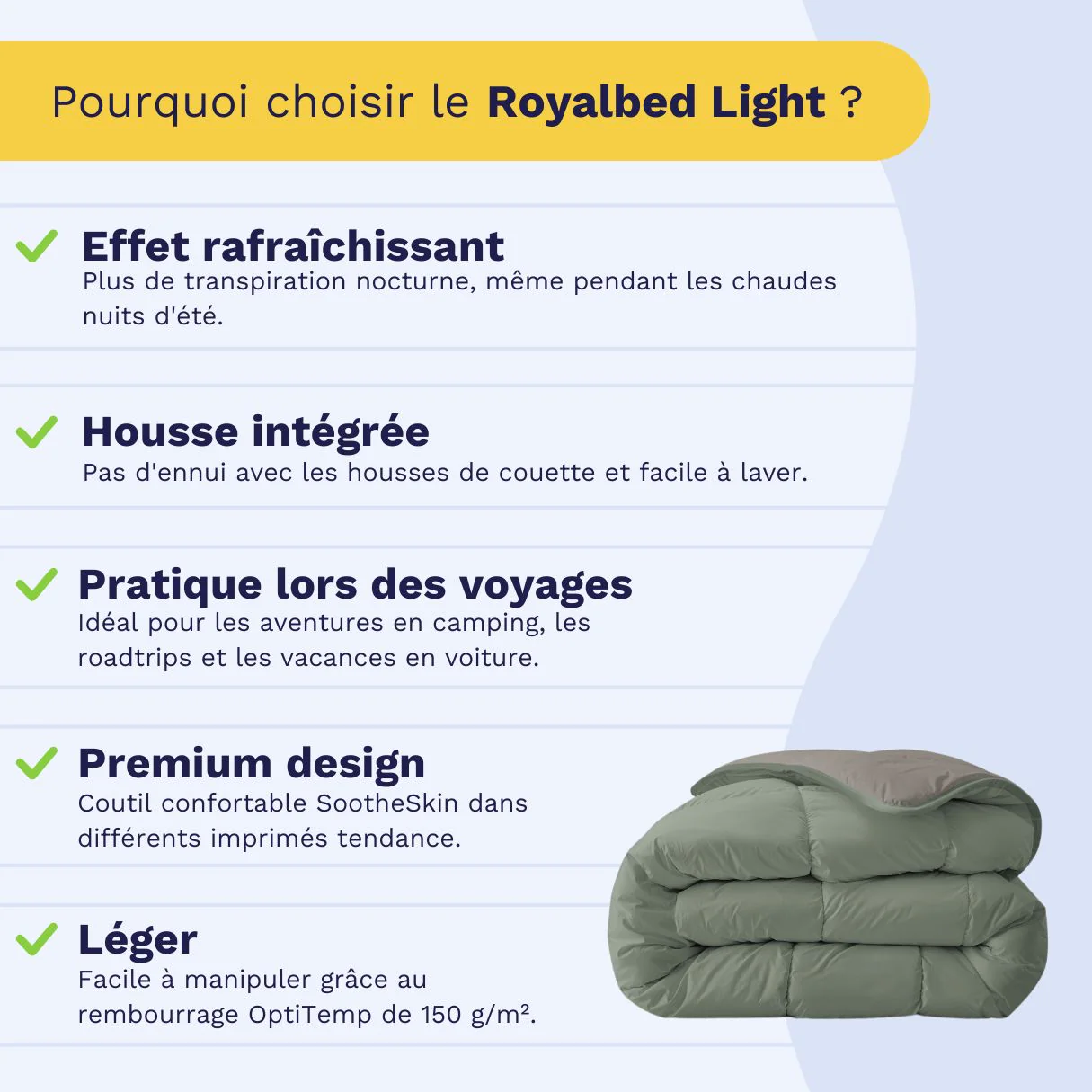 Zelesta Royalbed Light - Gris Tendre & Vert Pastel - Image 4