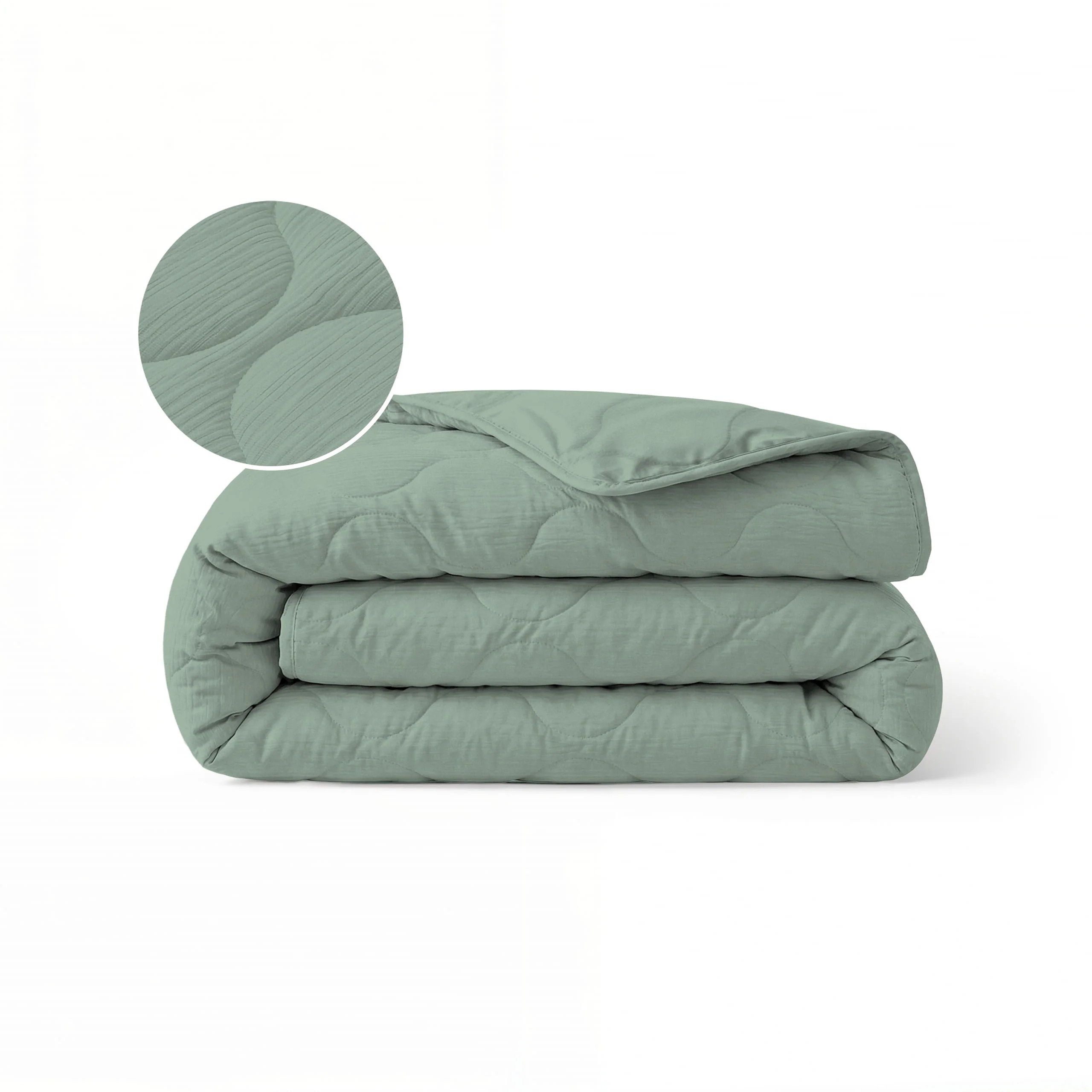 Zelesta Spécial Mousseline Couette Été - Vert Eucalyptus - Image 8