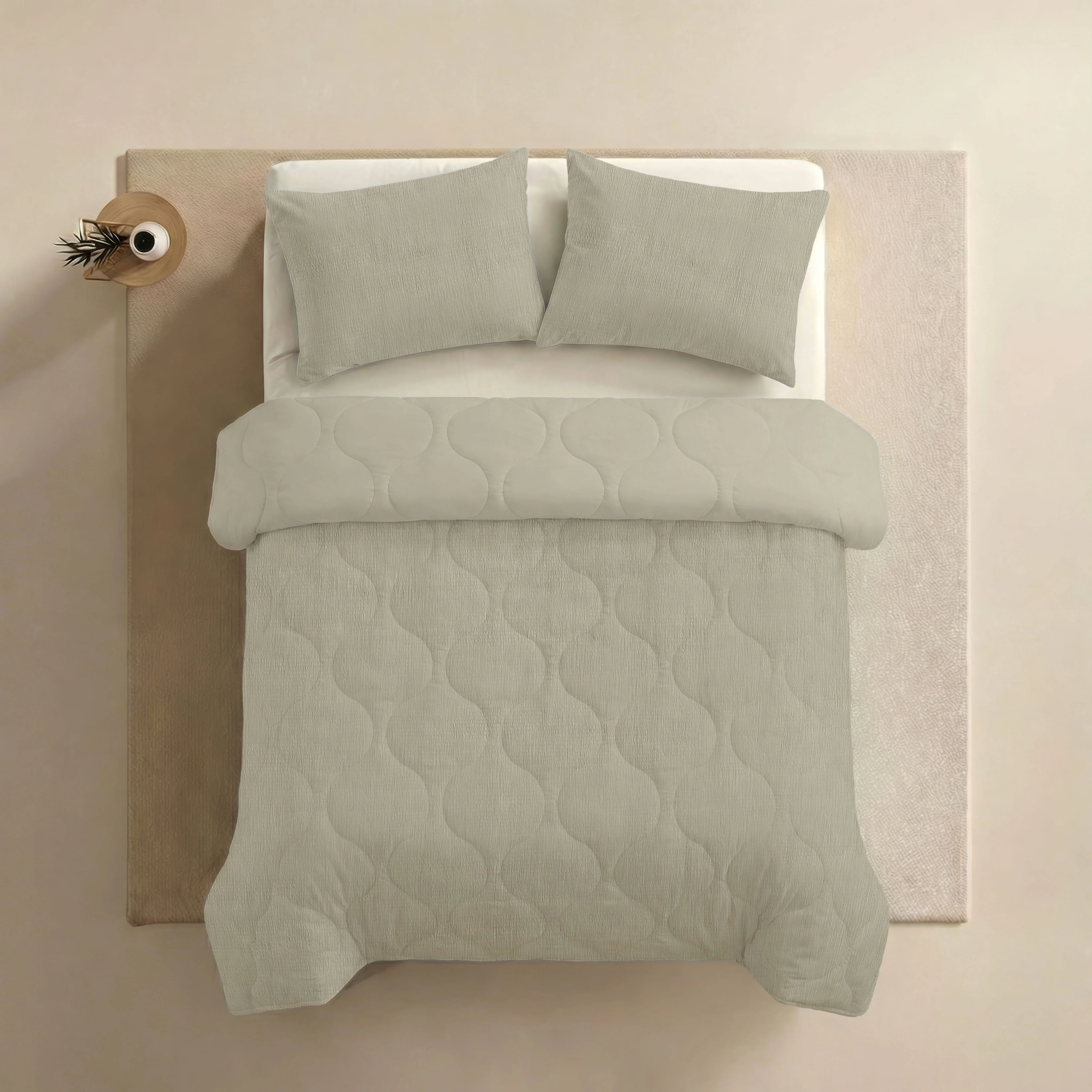 Zelesta Spécial Seersucker Couette Été - Beige au Lait d'Amande - Image 4