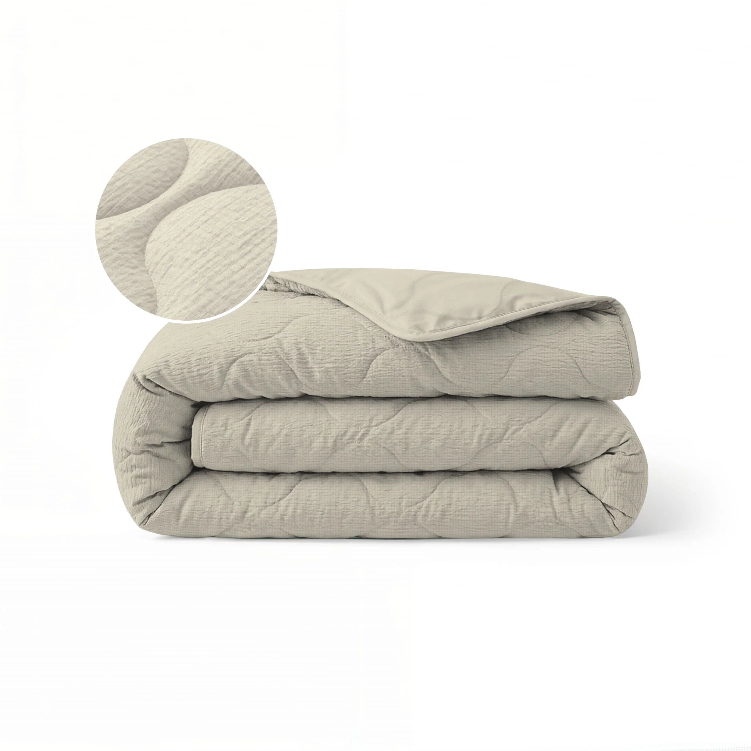 Zelesta Spécial Seersucker Couette Été - Beige au Lait d'Amande - Image 8